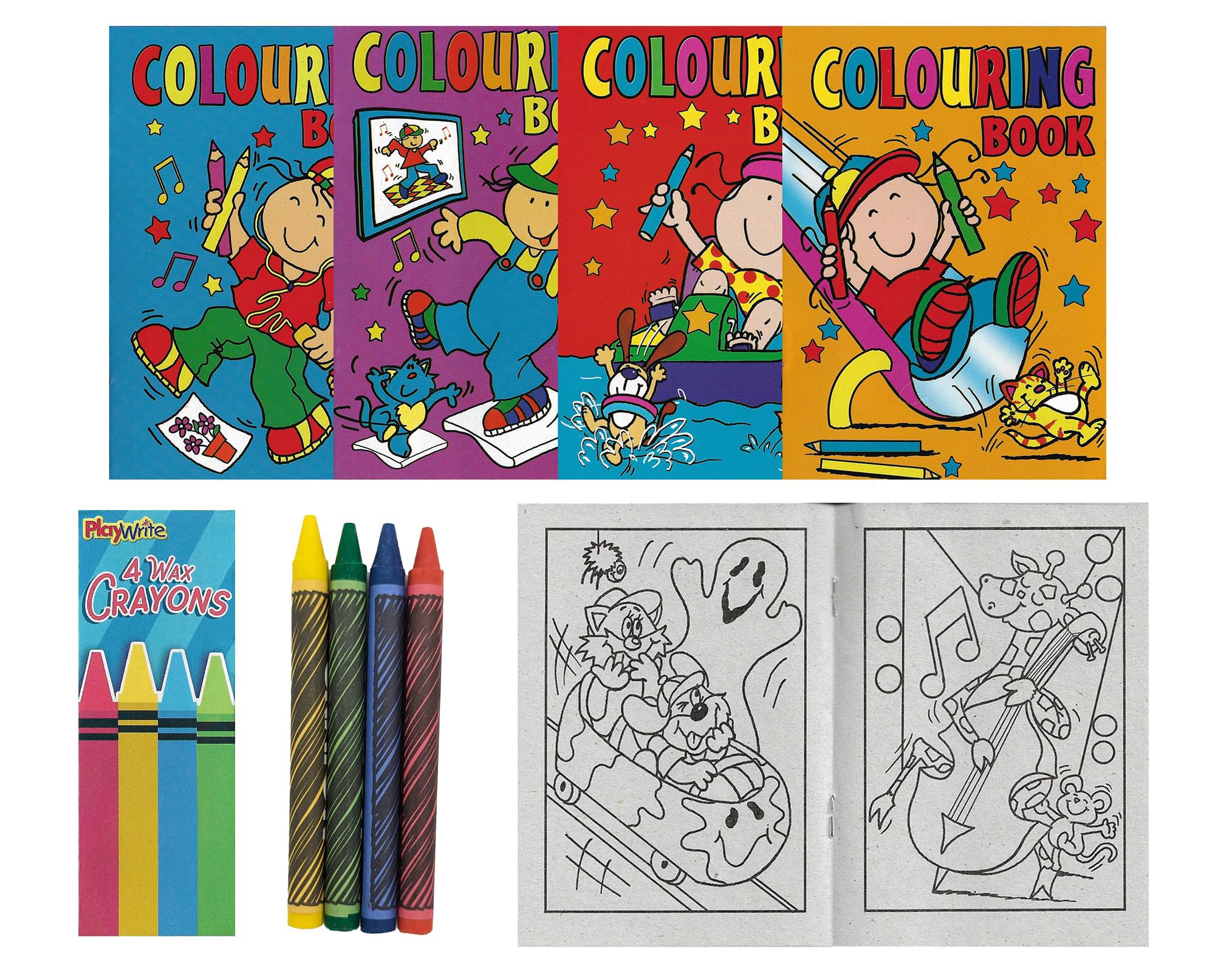 ihoot Pack of 10 A6 Kids Colouring Books and 10 Packs of Crayons | Mini ...