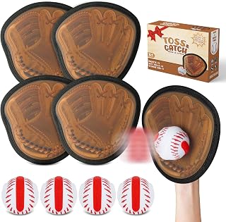 Toss and Catch Ball Game Set for Kids - 4Packs Sticky Baseball Glove GameTraining Glove & Catch Ball Toy Outdoor Beach Pool Sport Toys for Boys Girls Baseball Beginner Birthday Summer