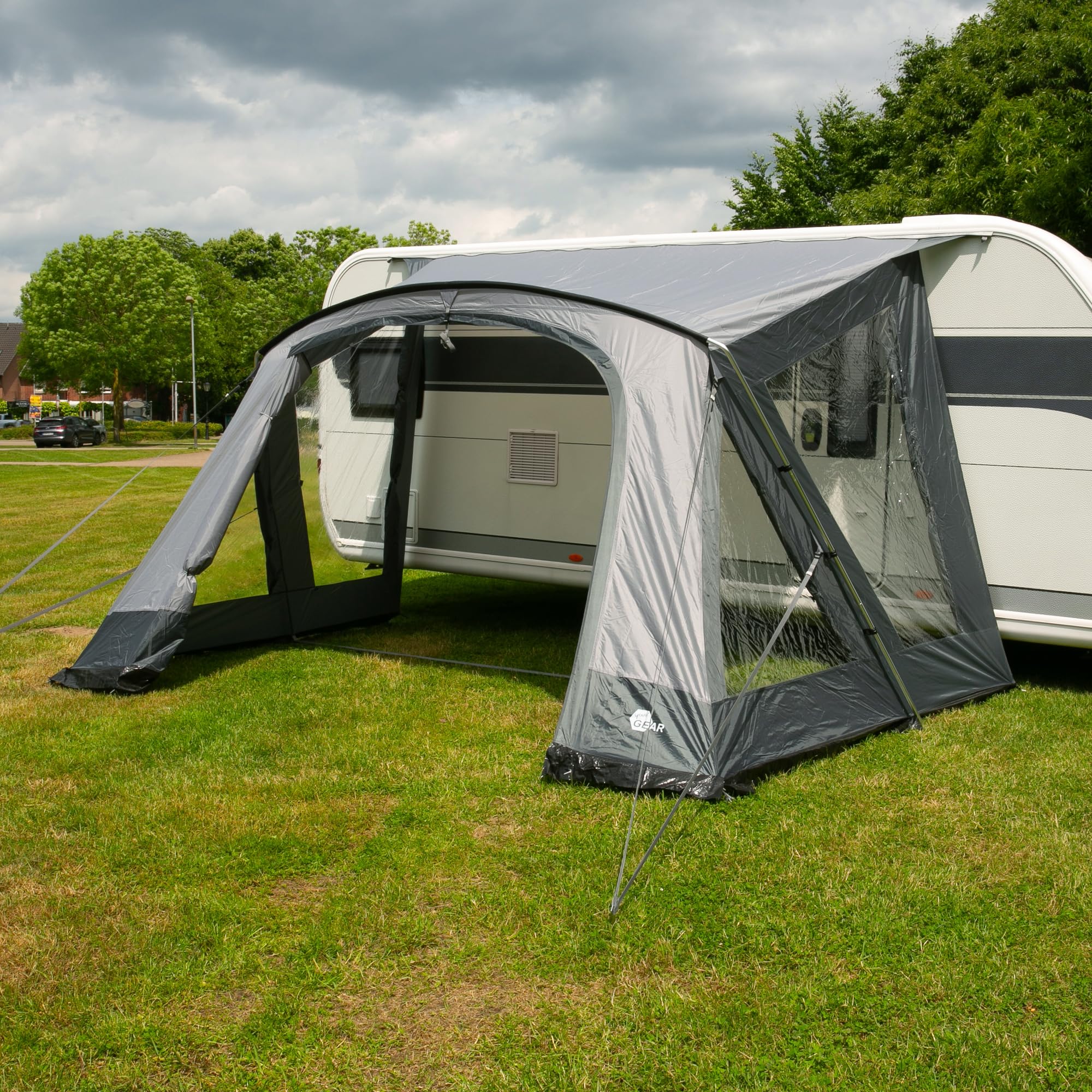 Tenda da Veranda Positano 330 di your GEAR per Roulotte con 4 Finestre e Grande Porta, UV 50+, Struttura in Alluminio, 8,2 m² di Spazio Abitabile, 4 Persone