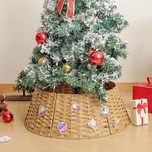 Christmas Tree Collar Ring Xmas Skirt Artificial Willow Rattan Wicker Metal Basket Cover Nest Round Plastic Farmhouse Collection Handmade Base Stand Box Holiday Home