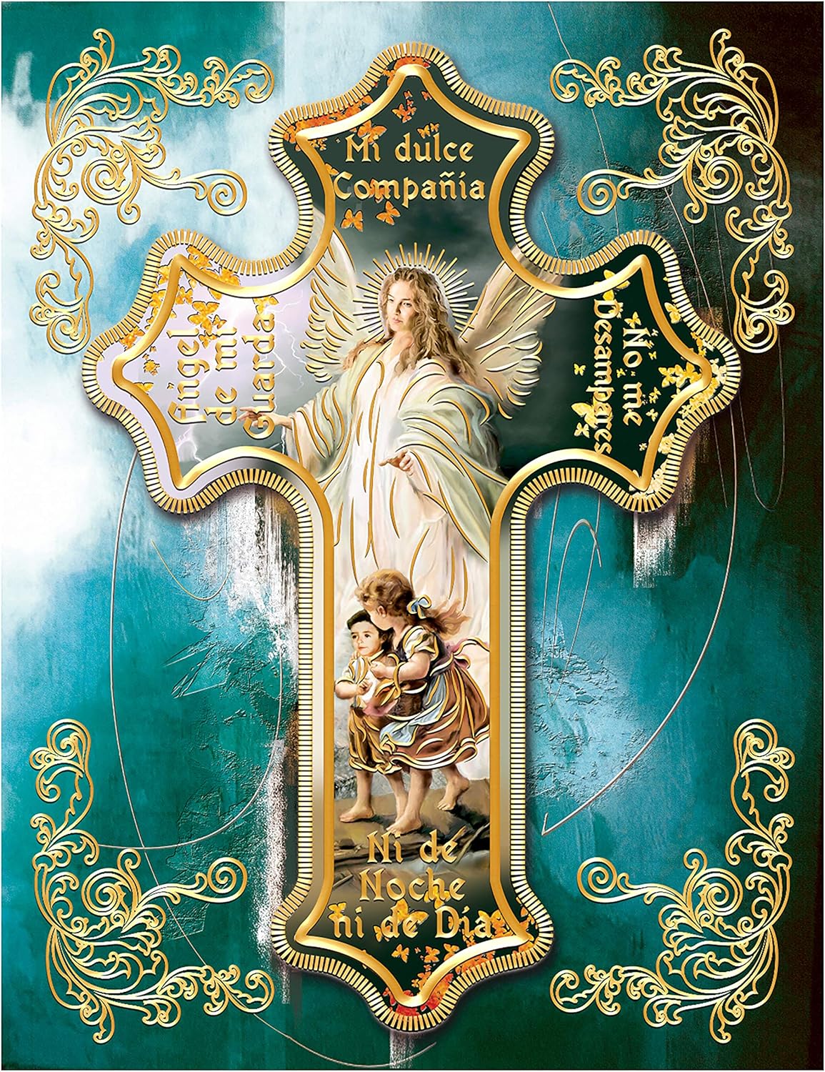 Guardian Angel Cross (8"x10") Religious Wall Art Print