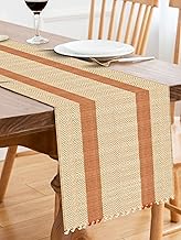 Handmade River Korai Grass Table Runner | Heat Resistant Reversible Runner for Dining Centre Table Decor | Natural Eco Friendly Zero Plastic Madurkathi | Rustic | Beige and Rust Runner