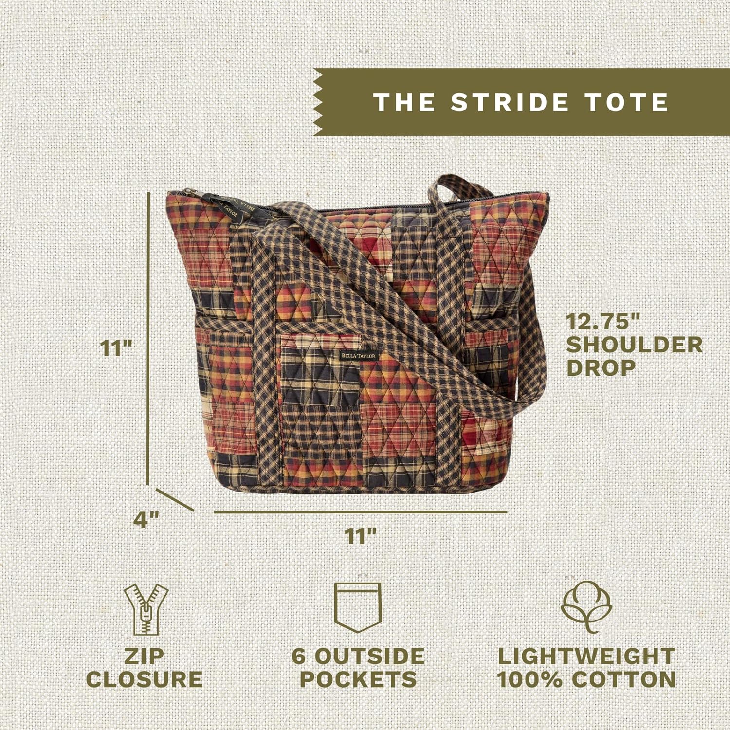 Bella Taylor Stride Tote | Lightweight Quilted Fabric Handbags for Women - Image 4
