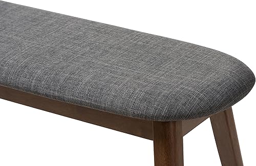 Miniatura 7 de Baxton Studio Easton - Banco de madera tapizado de tela gris oscuro moderno de mediados de siglo Gris oscuro,Gris