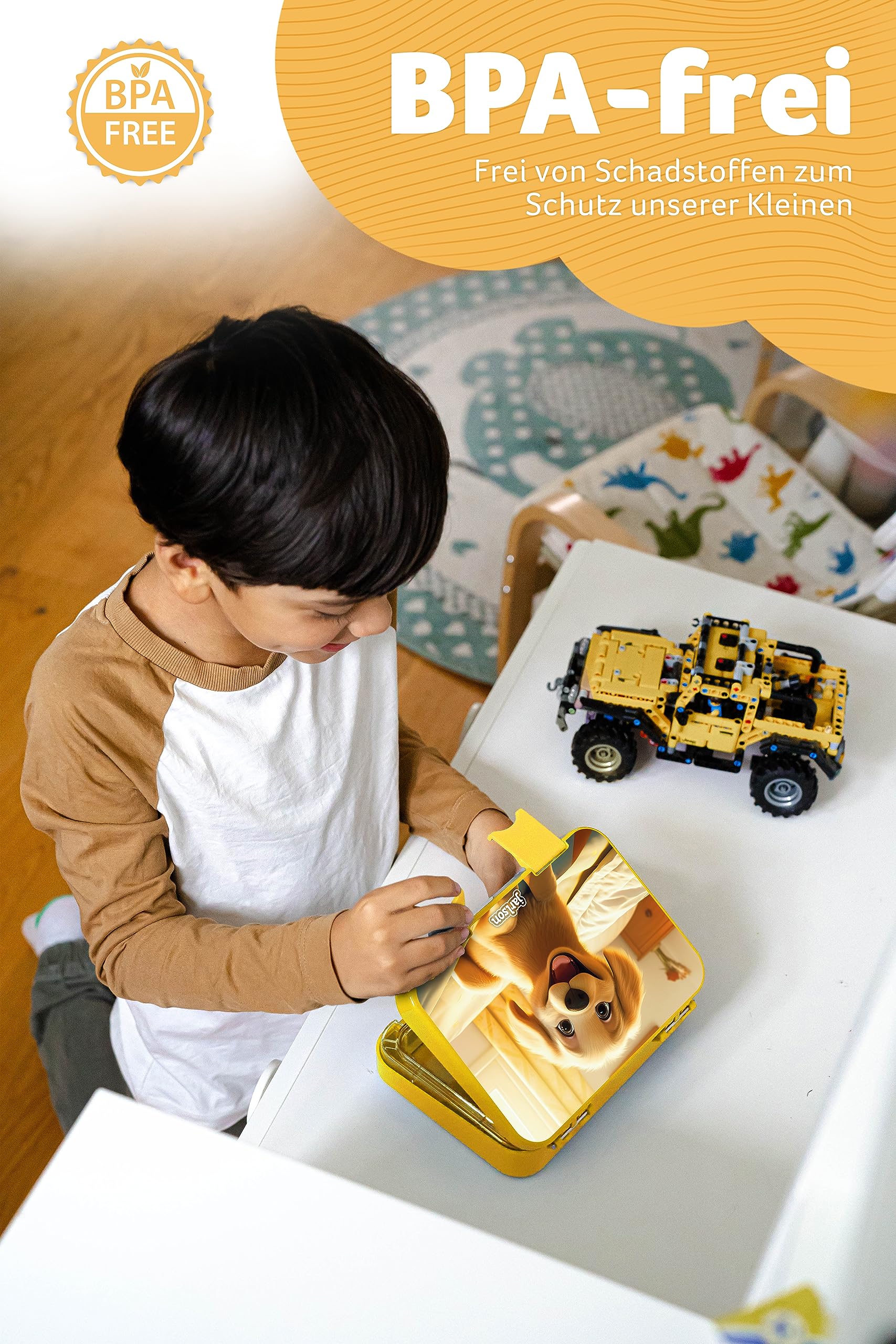 Jarlson® Lunch Box Bambini - Bento Box con 6 Scomparti - Porta Pranzo - Senza BPA - per la Scuola e l'asilo - 850ml