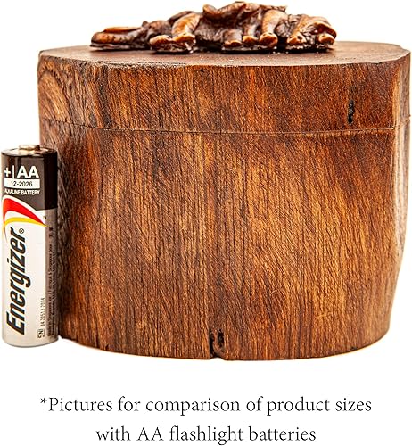 Miniatura 4 de IYARA CRAFT Joyero rústico de elefante de 4 x 6 pulgadas, tallado a mano, familia de elefantes en madera de teca auténtica. Aspecto tradicional