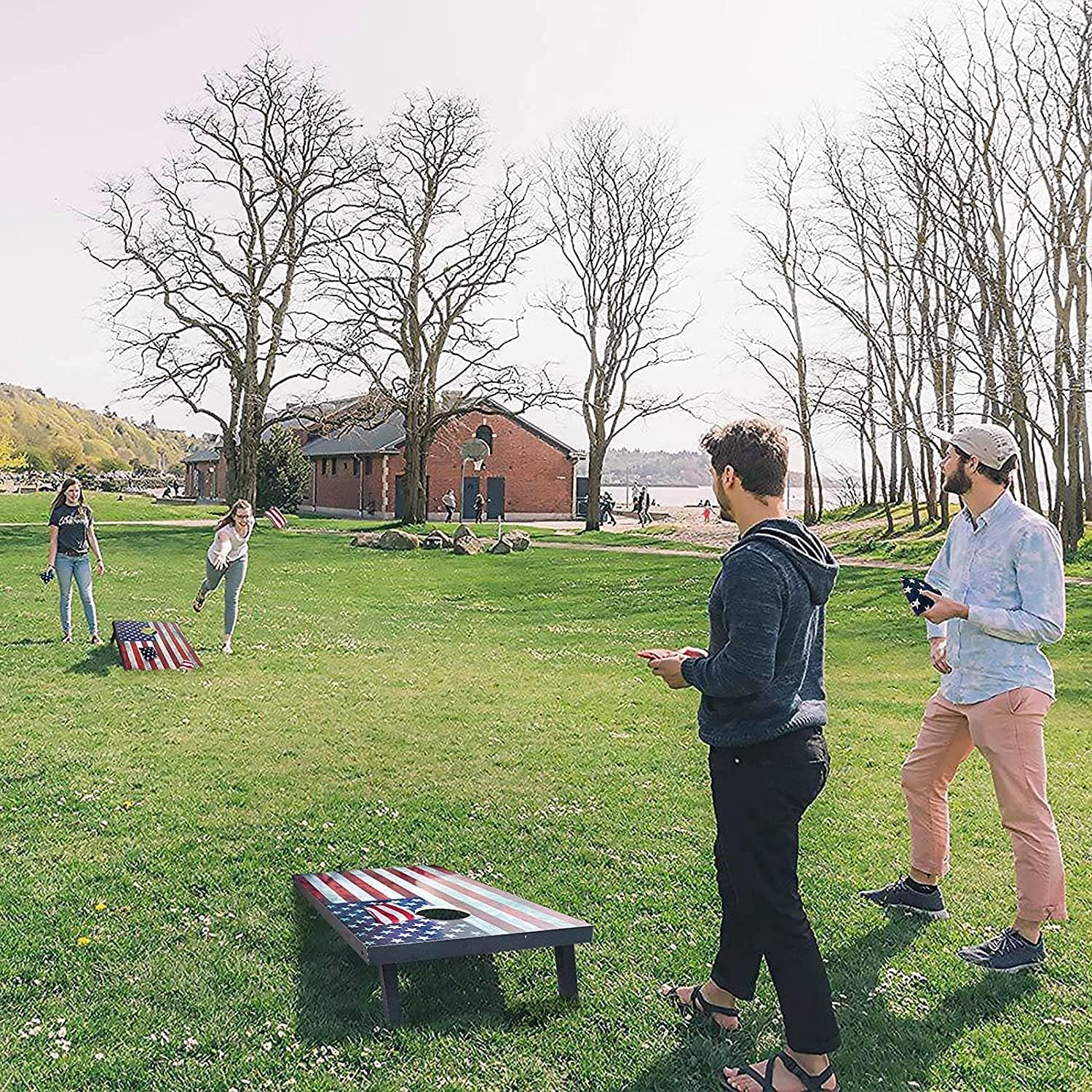 PetGirl All-Wood Premium Cornhole Set - Includes 2 Regulation Size Cornhole Boards, 8 All-Weather Cornhole Bags, Travel Case, Cornhole Game Set for Indoor Outdoor Toss Games Competitions : Sports & Outdoors