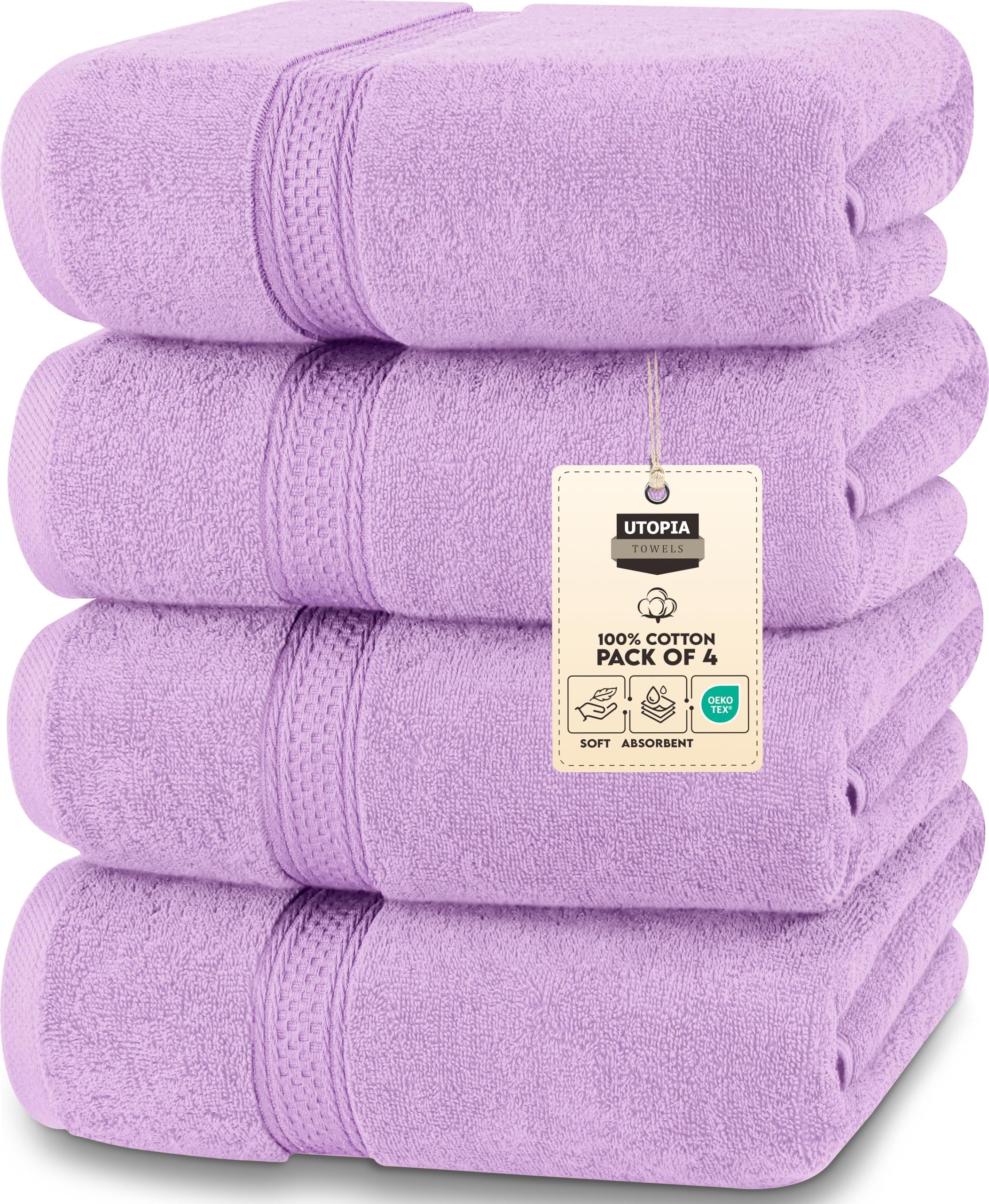 Utopia Towels - 4 Piece Bath Towels Set (69 x 137 CM) - Premium 100% Ring Spun Cotton - Quick Dry, Highly Absorbent, Soft Feel Towels, Perfect for Daily Use (Lavender)OEKO-TEX STANDARD 100
