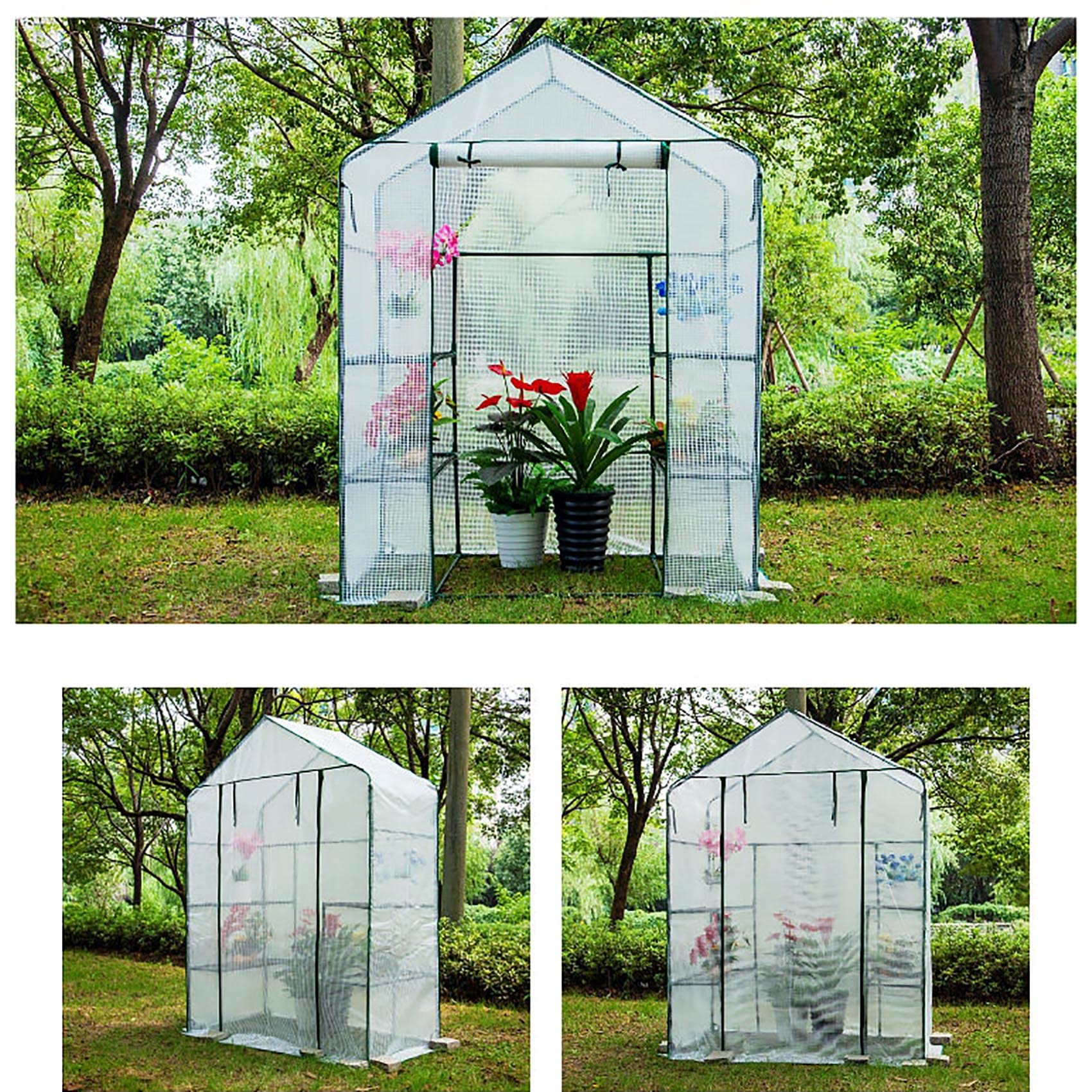 ガーデニング 3段 観葉植物 温室 ガーデンハウス 家庭菜園 Amazon.co.jp: ビニールハウス 三段 温室 ガーデンハウス 庭