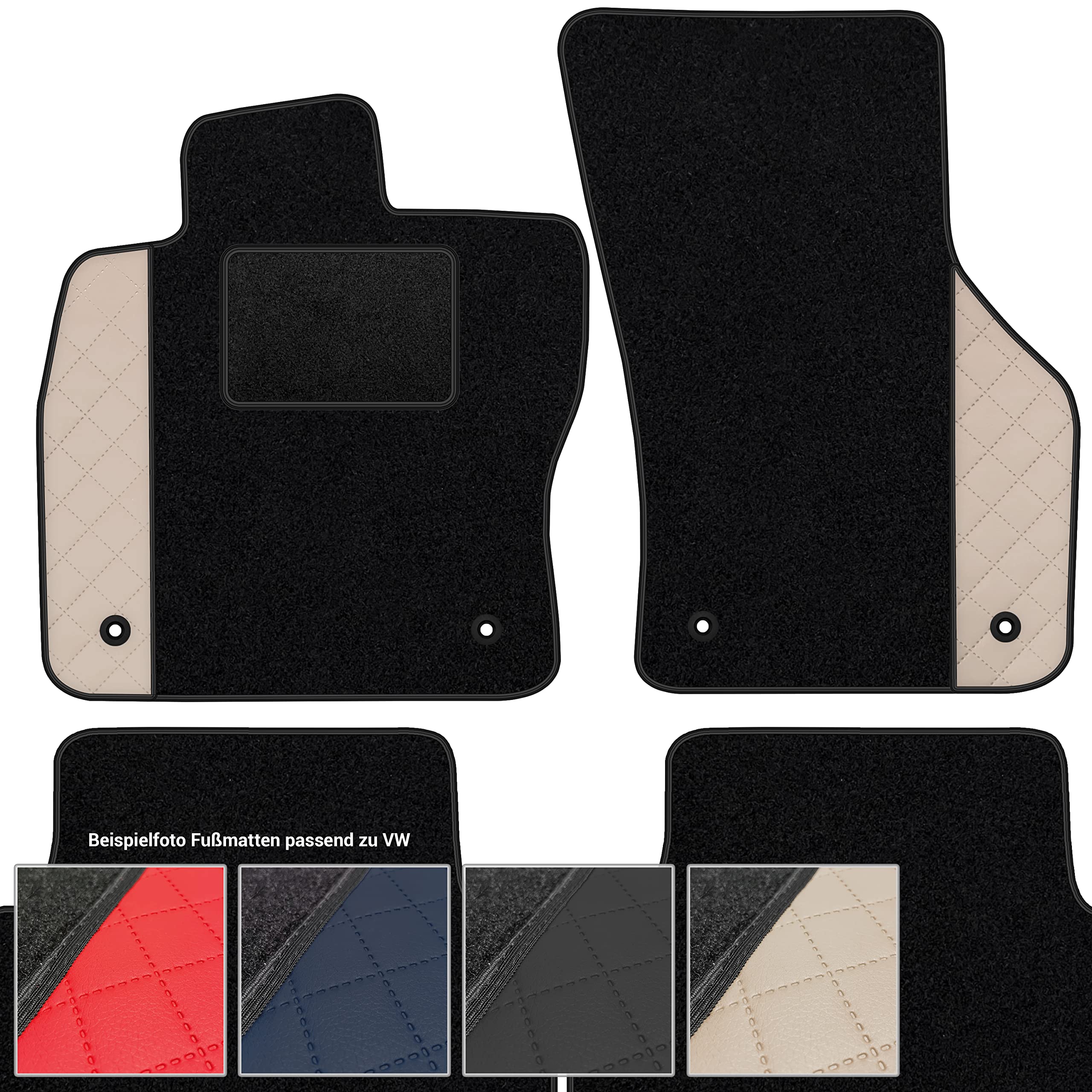 moto-MOLTICO Fußmatten Auto Velours Autoteppiche Schwarz Automatten Set 4-teilig - Auffälliges Design - passend für VW T-ROC Seat Ateca Skoda Karoq ab 2016 (Beiges Muster
