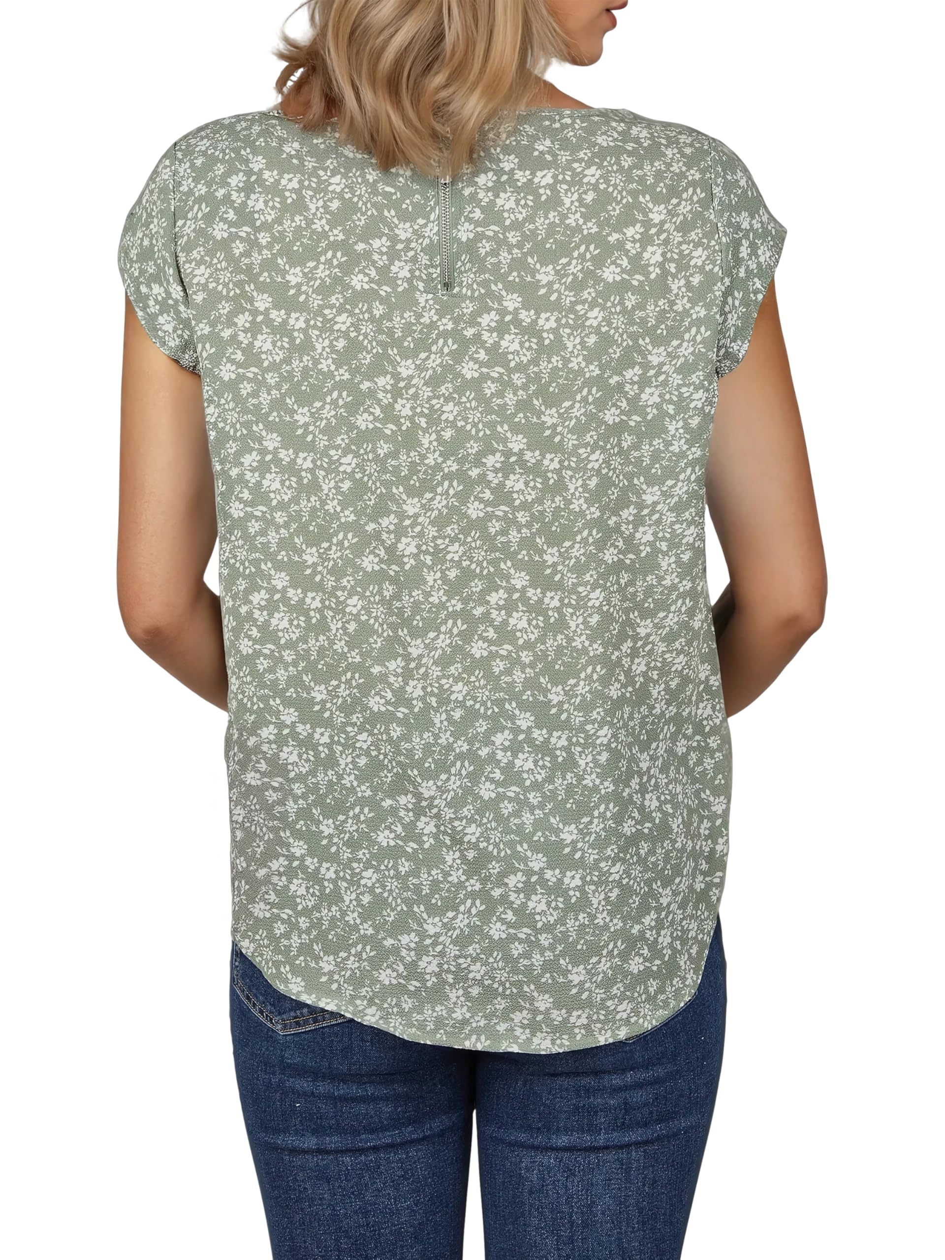 ONLY ONLVIC Lot de 2 t-shirts à col rond et manches courtes pour femme Coupe droite Motif basique Couleur unie Blanc Noir Vert Rose Bleu 34 36 38 40 42 44, Lily Pad (15284243), 44