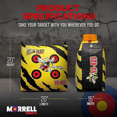 Miniatura 3 de Morrell Yellow Jacket YJ-425 Outdoor Portable Adult Field Point Archery Bag Target with 2 Shooting Sides 10 Bullseyes and Carry Handle Yellow