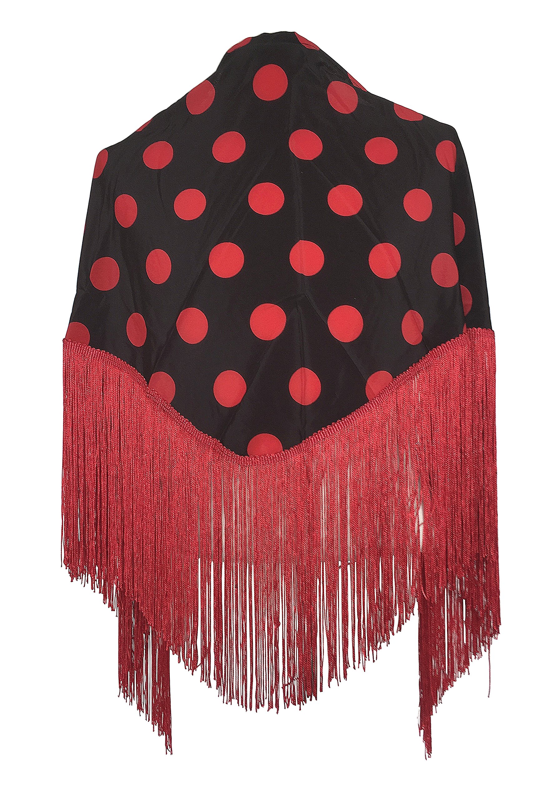 La Senorita Spanish Flamenco Dance Shawl black with red dots