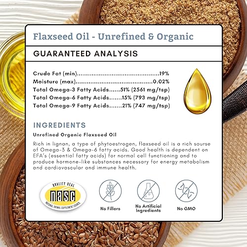Miniatura 3 de Wholistic Pet Organics Aceite de linaza para perros – 16 oz – Suplemento Omega 3 para la picazón en la piel del perro, alivio de la piel seca y