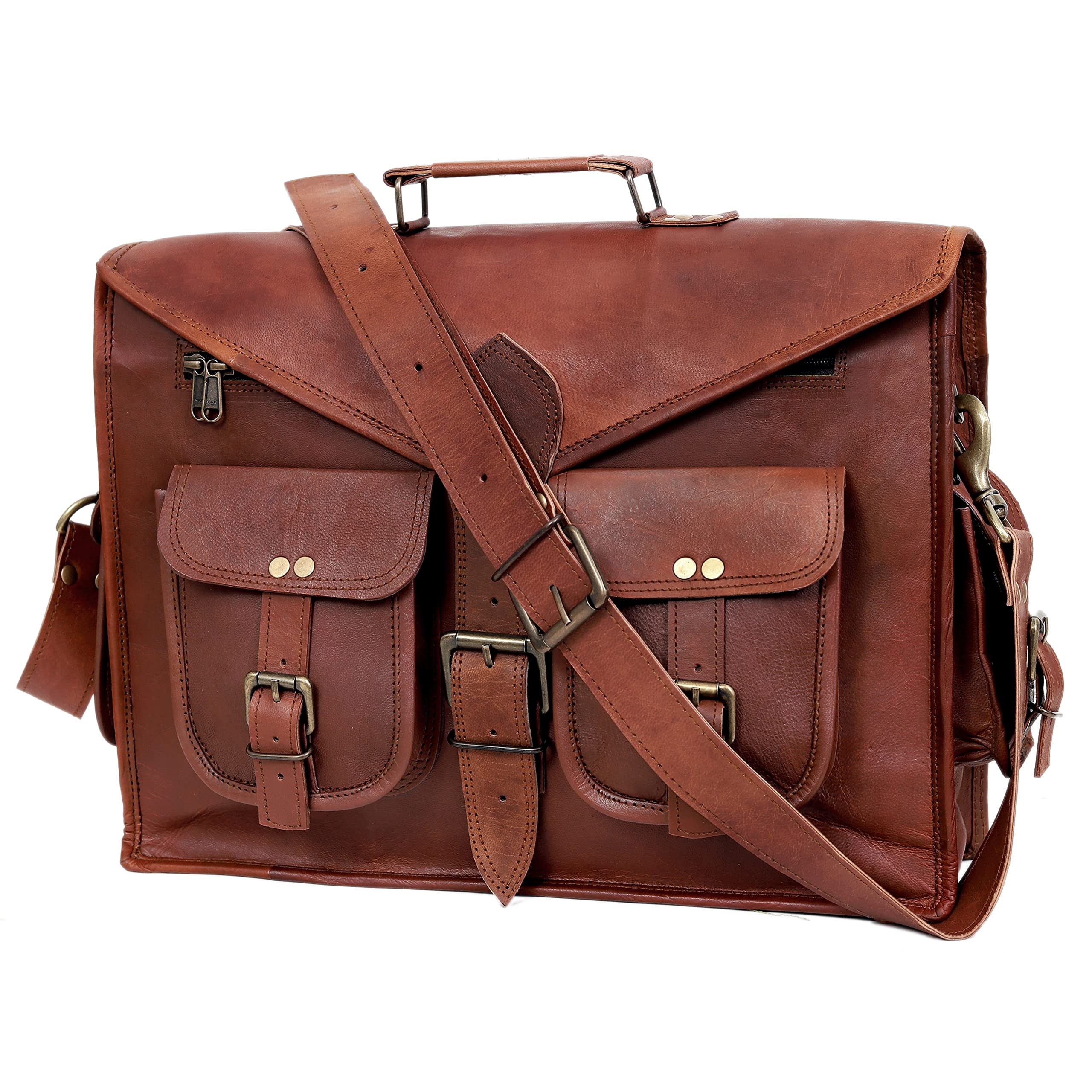 cuero 16 Inch Leather Laptop Messenger Bag Office Briefcase Crossbody Travel Bag For Men And Women College Bag Office Laptop Bag (16 inch)