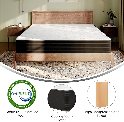 Miniatura 5 de Flash Furniture Dream - Colchón híbrido de enfriamiento de 12 pulgadas, espuma de alta densidad tamaño King y colchón de resortes ensacados en una