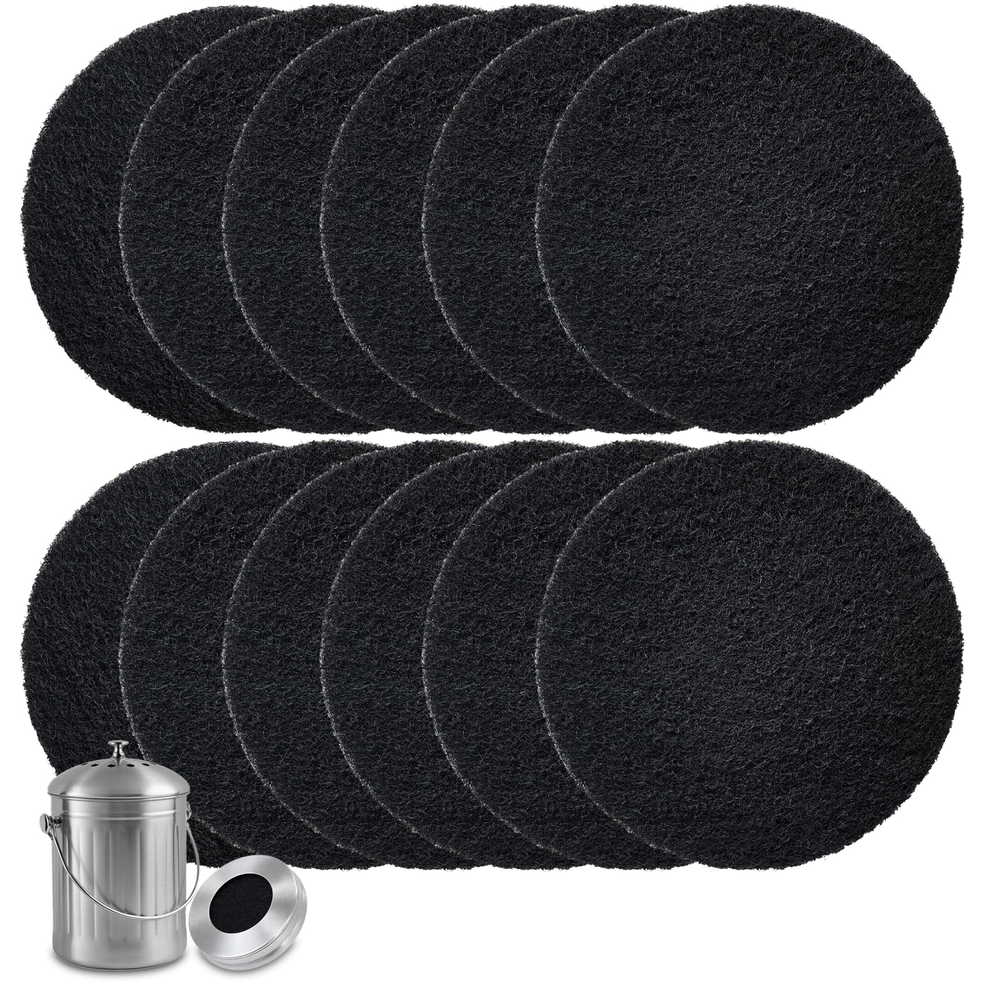12-Pack 7.25 Inches Compost Bin Odor Absorbing Filters, Stick-on Activated Charcoal Deodorizer for Kitchen Trash Cans, Compost Buckets, Countertops and Recycle Bins