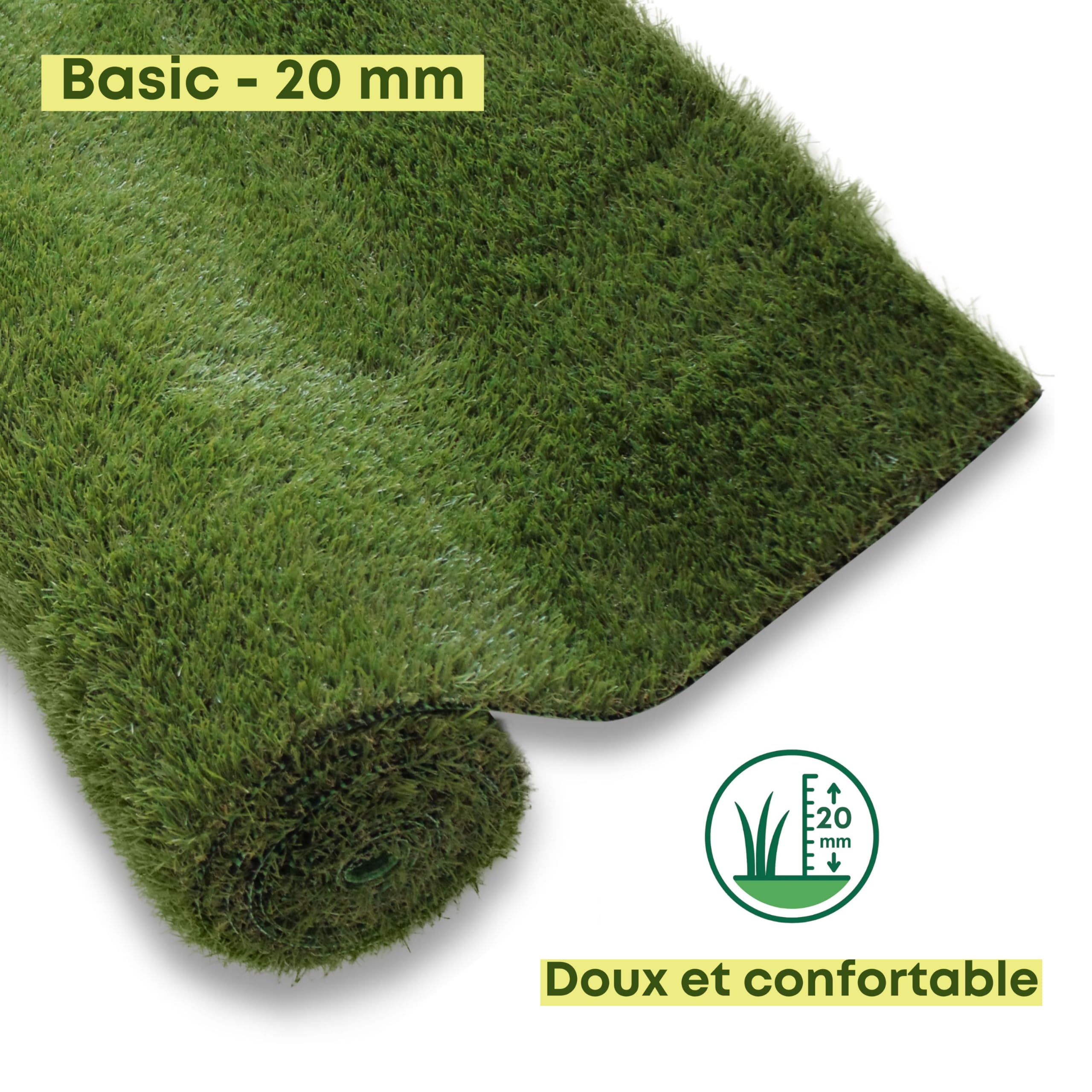 Gazon Synthétique 20 mm - 200 x 300 cm (6 m²) - pour Balcon, Terrasse, Jardin - Effet Naturel - Haute Densité de 18.000 Fils/m² - Résistant UV - Fond Drainant - Adapté aux Animaux - Vert