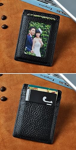 Miniatura 5 de Le'aokuu Funda de cuero para hombre, con cremallera, para tarjetas de identificación, organizador de tarjetas, funda para teléfono, diseño plegable
