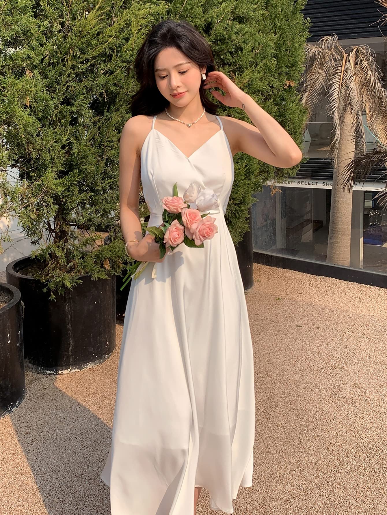 Amazon.com: Neeno Women's Dresses Criss Cross Tie Backless Cami