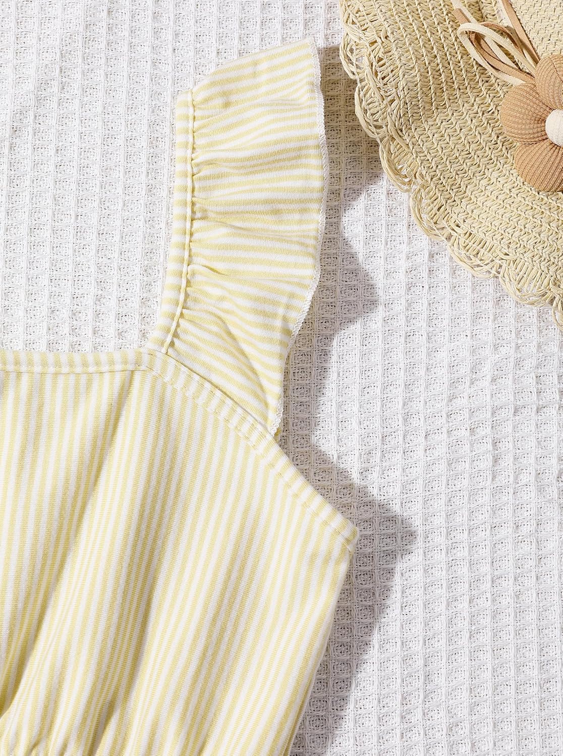 Girl's Summer Clothing Sets Knit Ruffle Striped T-Shirt and Shorts 2 Piece Outfits - Image 4