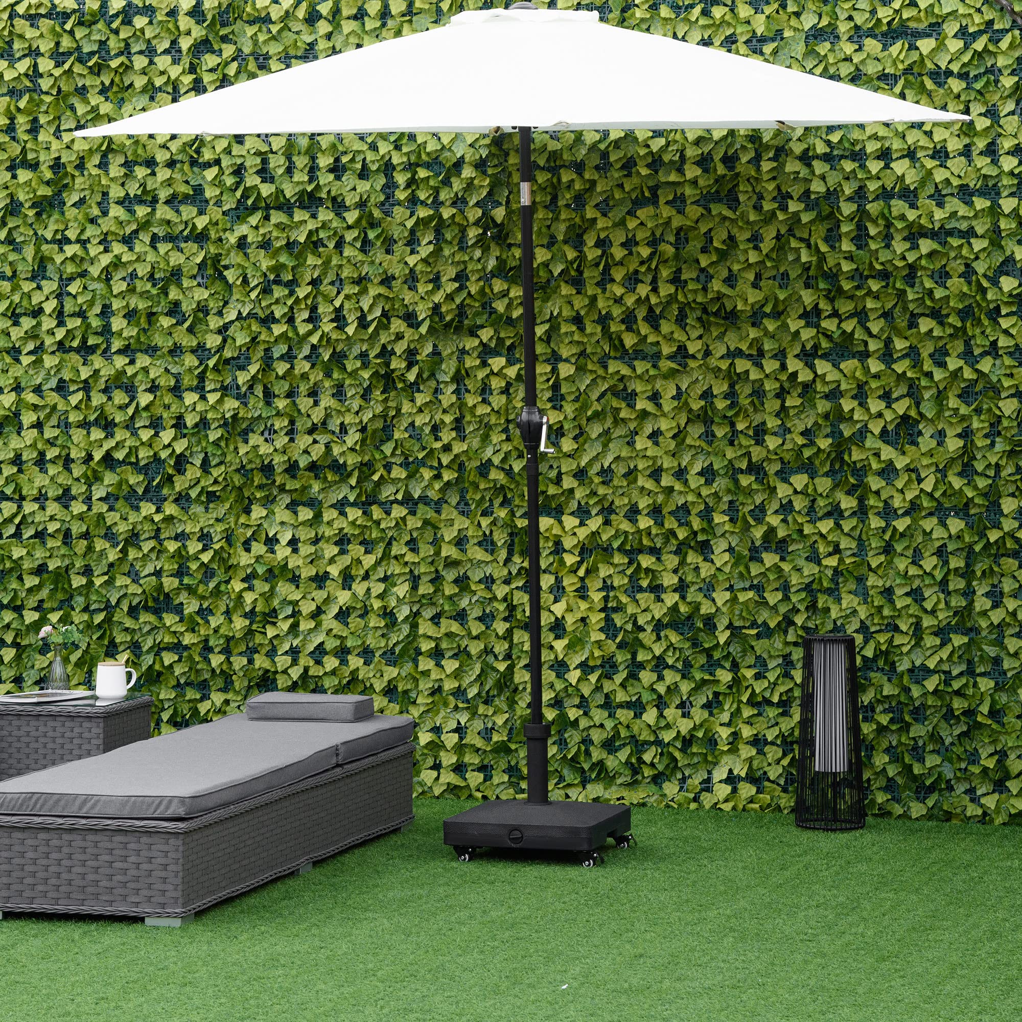 Outsunny Base per Ombrellone con Ruote Riempibile Fino a 20kg, Base Ombrellone in HDPE per Pali da Ø22-38mm, 45x45x39cm, Nero