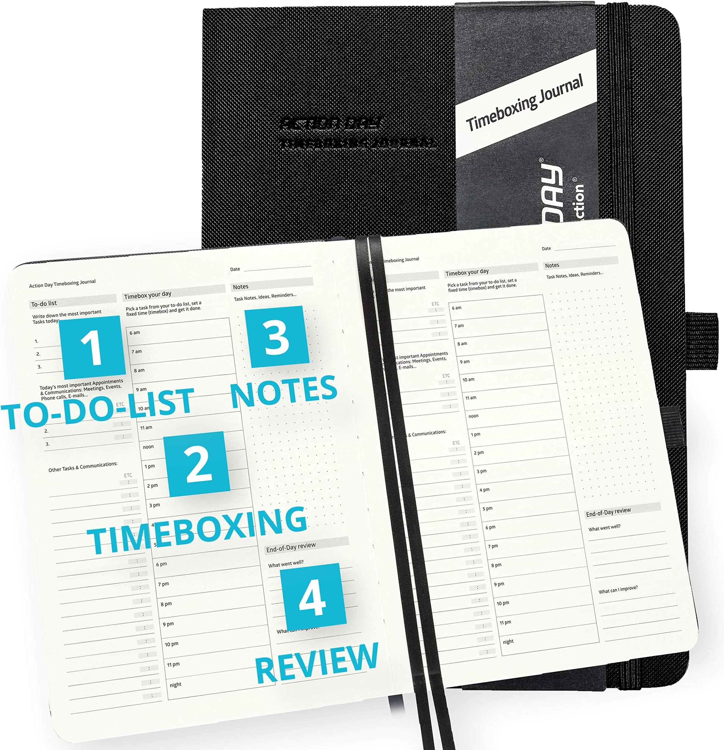 Action Day TIMEBOXING PLANNER Journal - All-in-ONE Layout Design Timeboxing is a Powerful Technique to Improve Your Productivity & Your Life, Pocket, 7x9