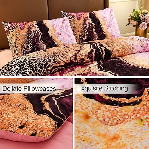 Miniatura 3 de A Nice Night Juego de ropa de cama con estampado de mármol como montaña ardiente, diseño de ilustraciones de acuarela de estilo retro, juego de