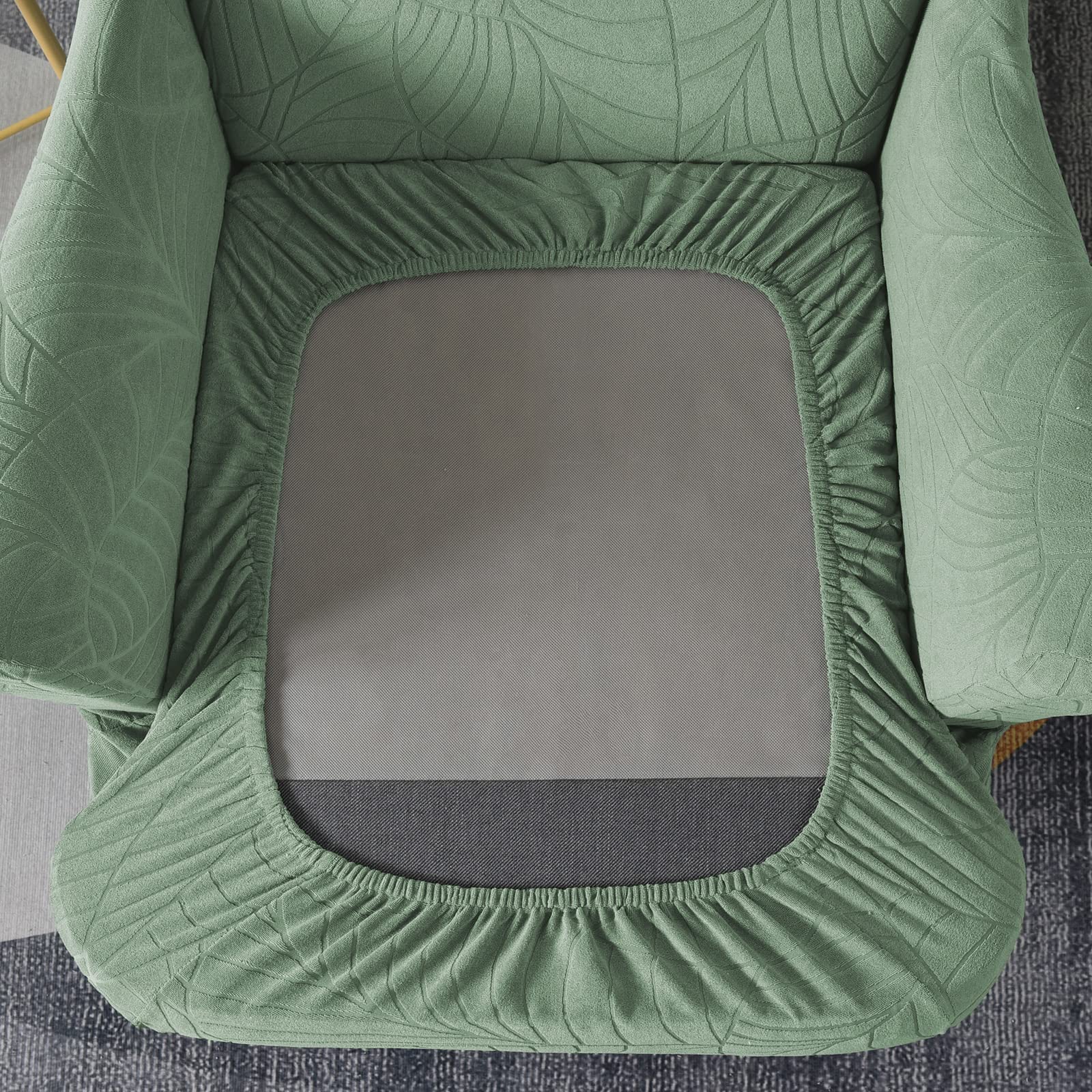 Wingback Chair Covers 2-teiliges Set – 2-in-1-Design, Sesselbezüge, solide, weiche Rückenlehnenstuhlbezug, dehnbar, Ohrensessel-Schonbezug, Möbelschutz für Wohnzimmer, Schlafzimmer, Hotel (Grün)