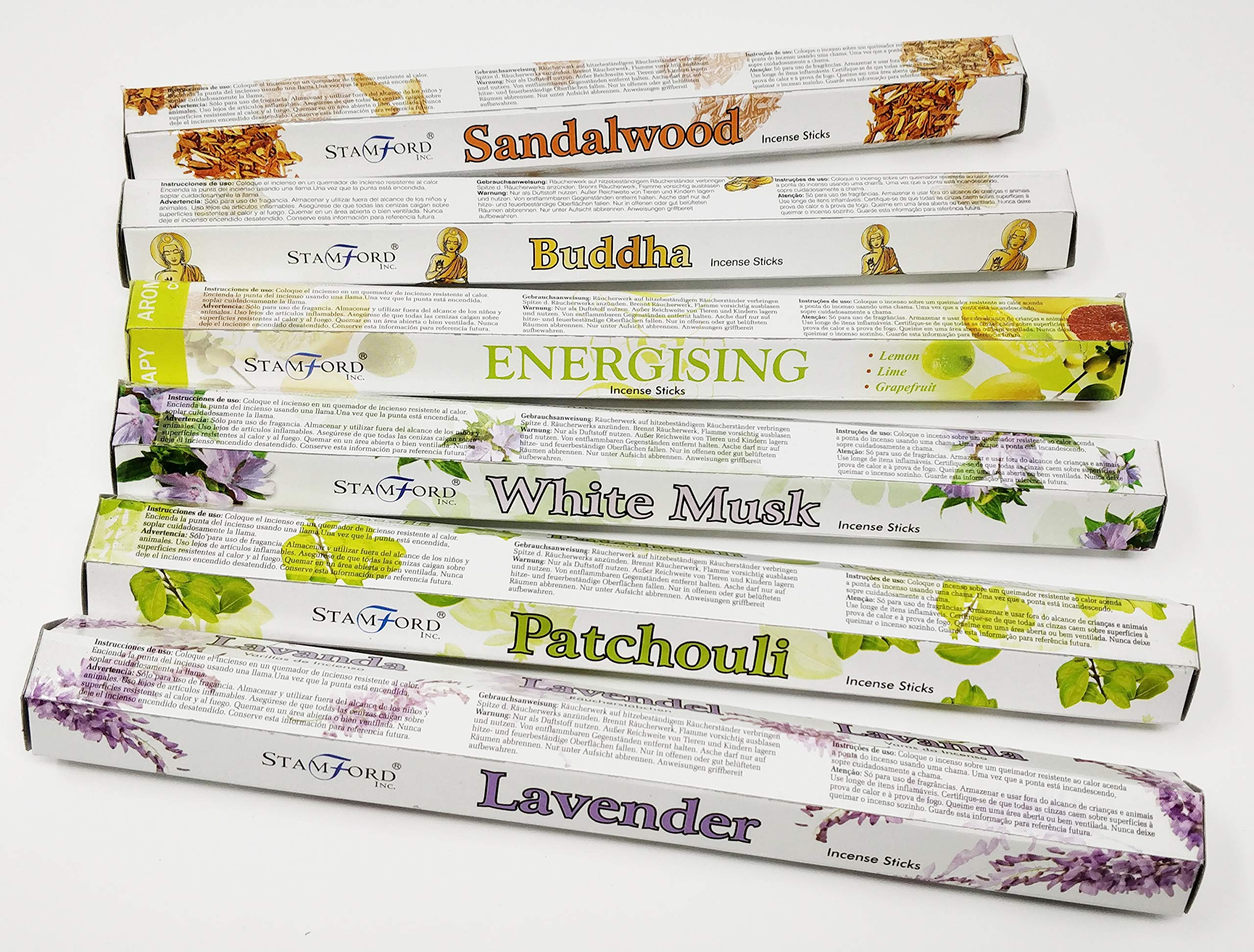 Stamford Incense Sticks-Sandalwood, Buddha, ENERGISING, White Musk, Patchouli, Lavender with Magnetic Bookmark by Sterling Effectz(A2)