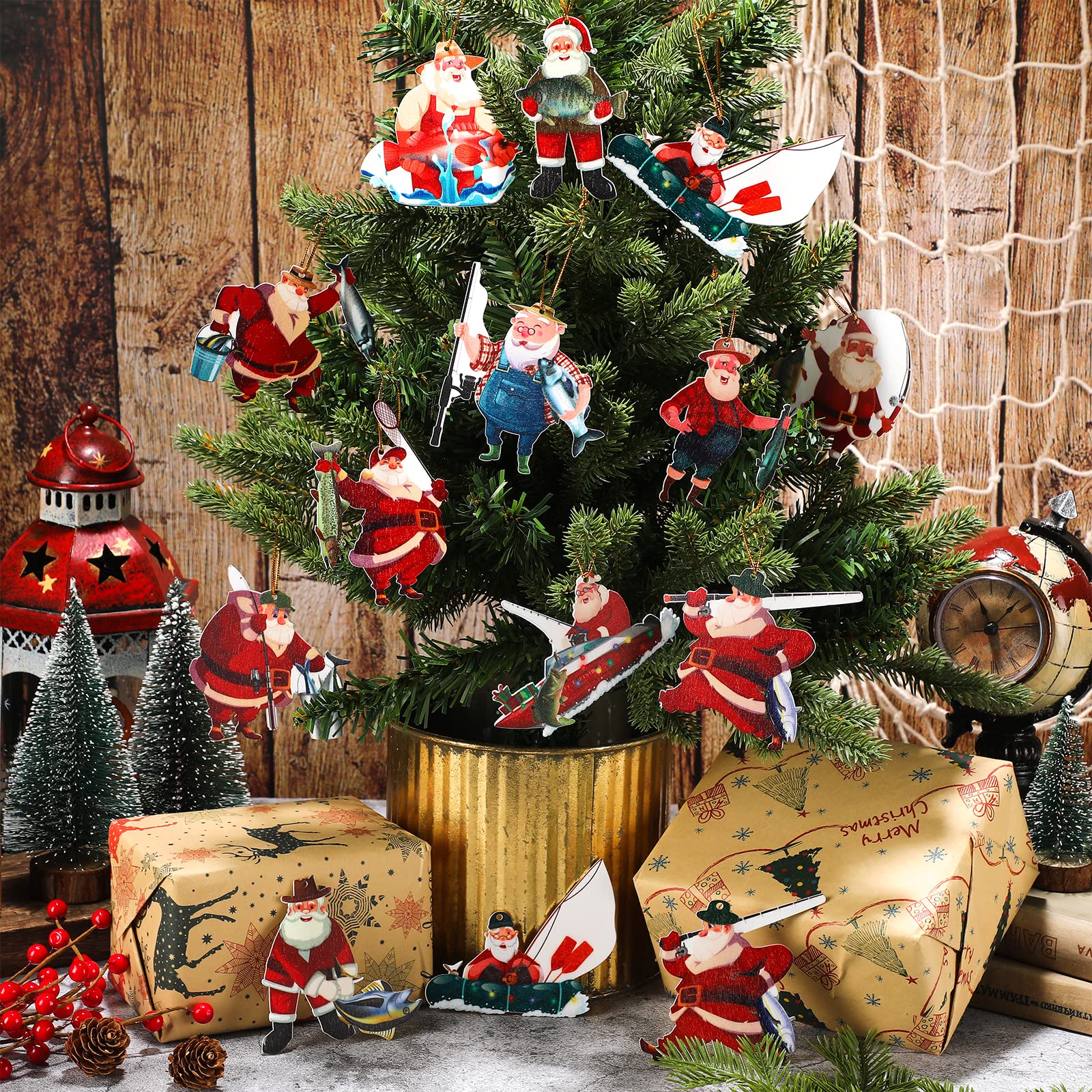 Amazon.co.jp: 36ピース クリスマスサンタクロースオーナメント 木製