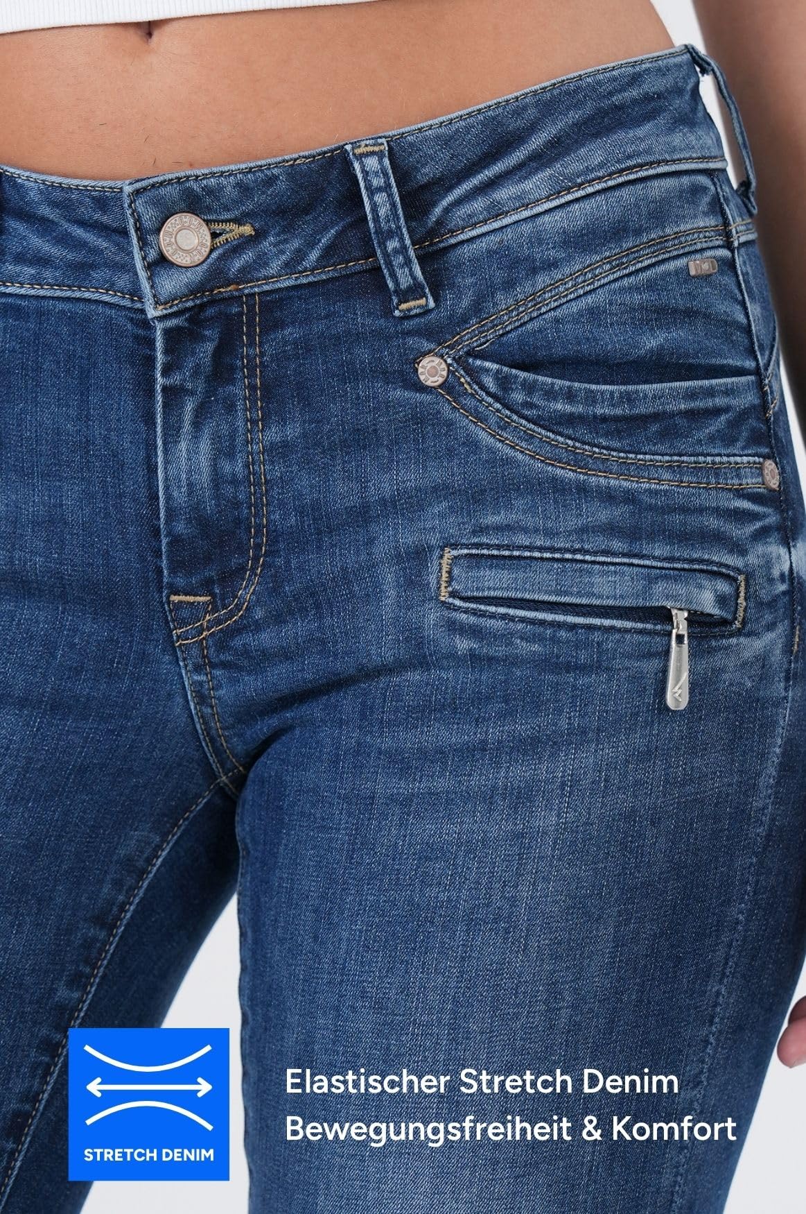 M.O.D Suzy Damen Skinny Jeans – Figurbetonte Stretch Denim Hose, knöchellange Passform, mittlere Bundhöhe, Klassische 5-Pocket Damenjeans für Elegante & Casual Looks