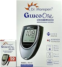 Dr. Morepen BG-03 Gluco One Glucometer Combo, 50 Strips (Multicolor)