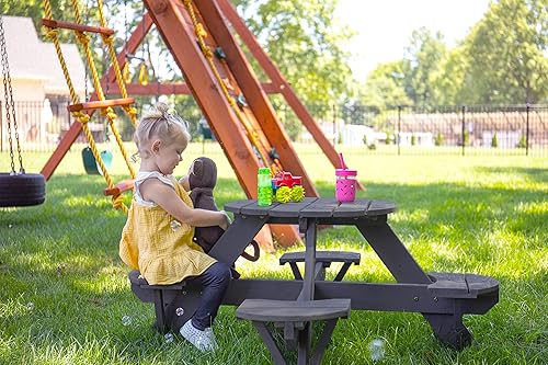 Miniatura 2 de Jack & June - Mesa circular de pícnic de cedro  100% madera de cedro  resistente a la intemperie  perfecta para comer al aire libre y entretenimiento
