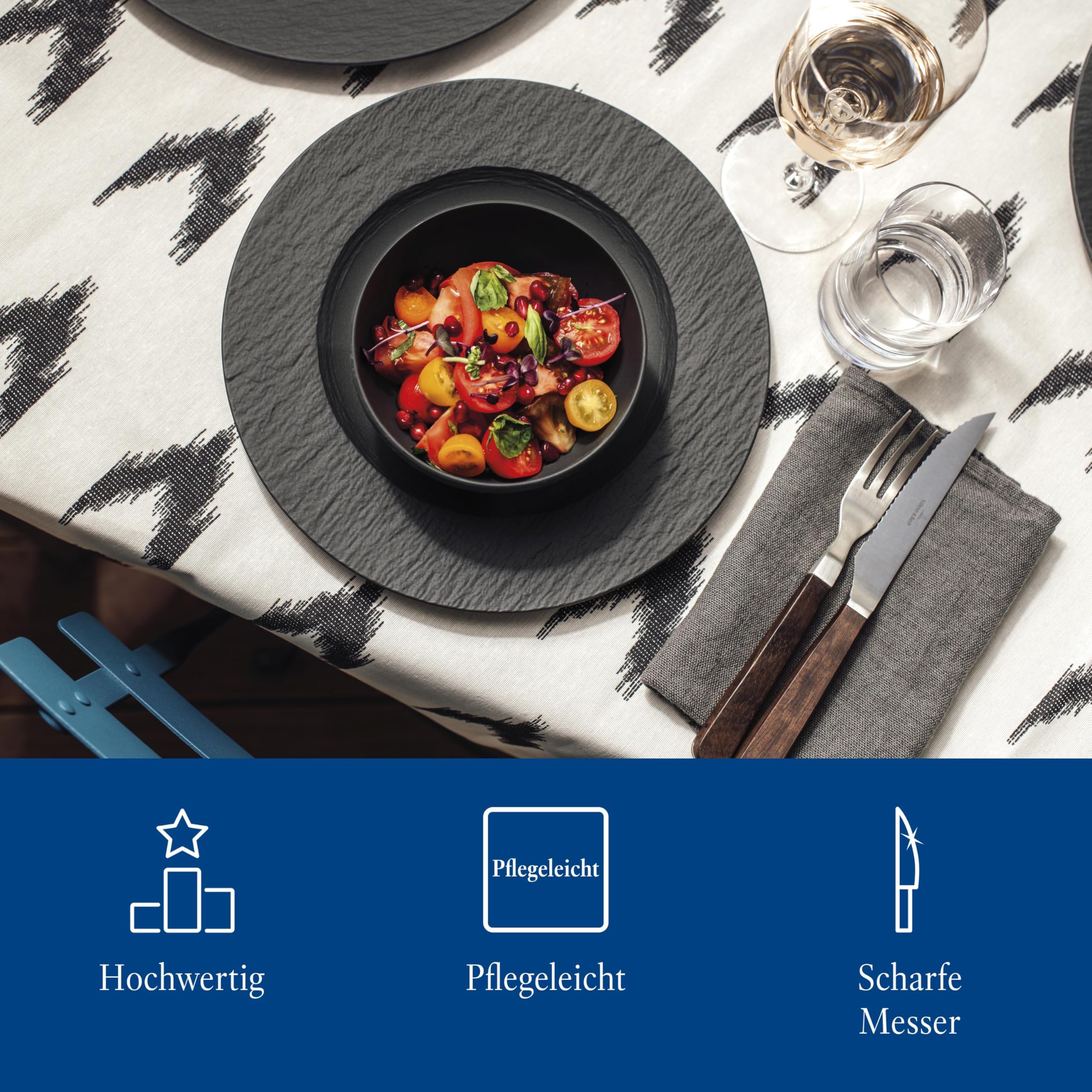 Villeroy & Boch Tex as Steak- und Pizzabesteck, 2-teilig, Edelstahl/Walnussholz