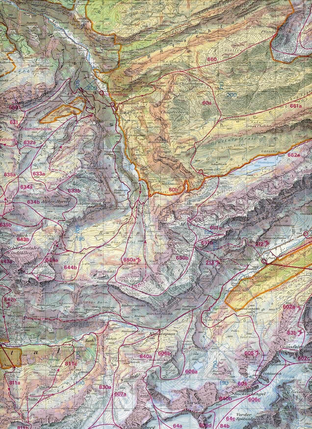 Carte de randonnée : Klausenpass ski