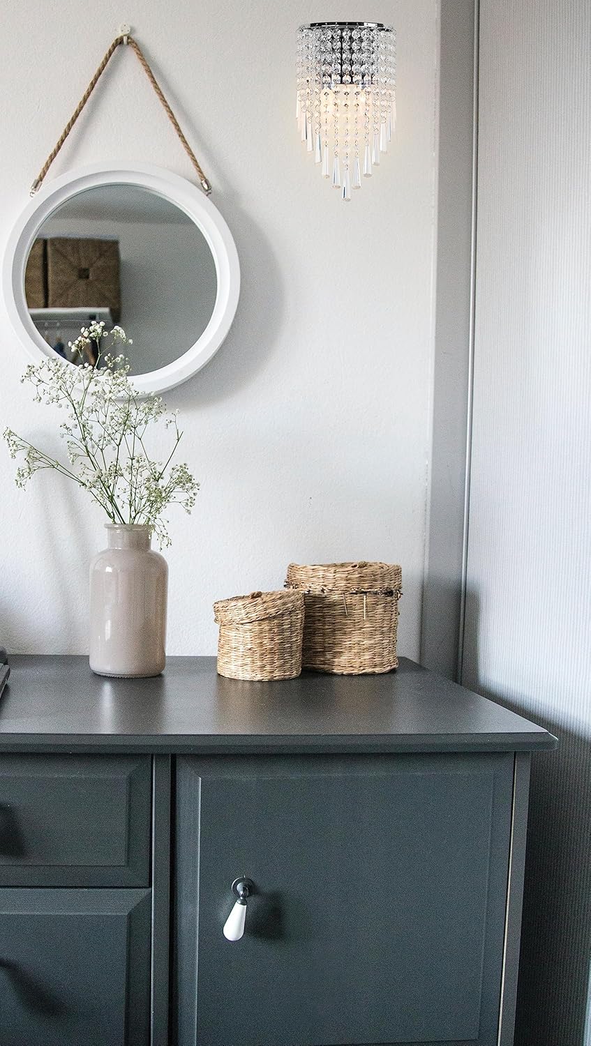 Mini Crystal Wall Sconce Modern Chrome Wall Light Fixtures 2 Lights Wall Lamps for Bedroom Living Room