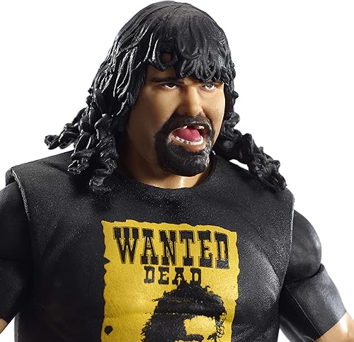 Miniatura 6 de WWE Elite Collection Mick Foley WrestleMania 22 Figura de acción con articulación de lujo, detalles realistas, equipo de anillo auténtico, manos