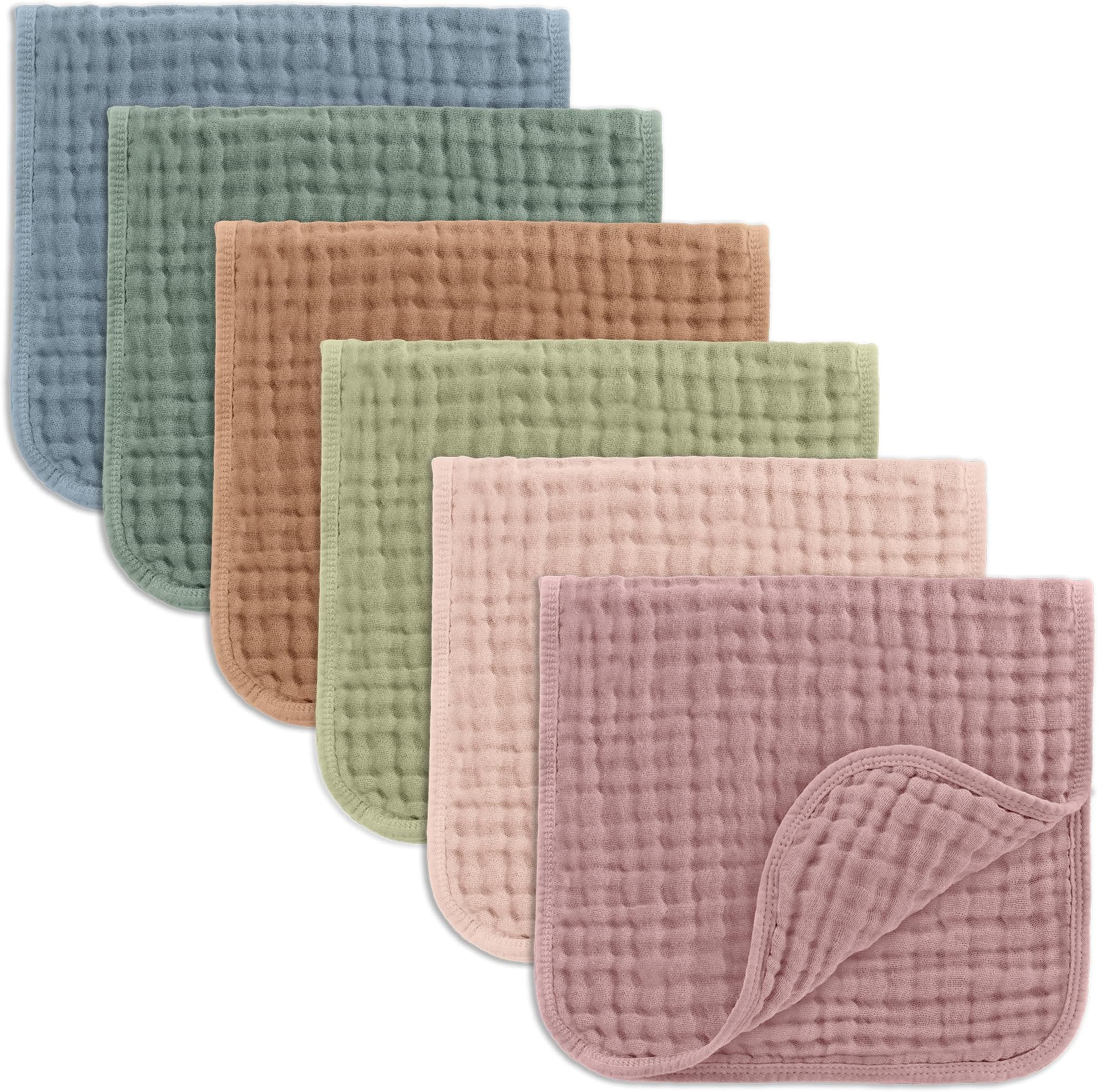 Comfy Cubs Muslin Burp Cloths 50x25cm 6 Pack Baby Burp Cloths - Multi