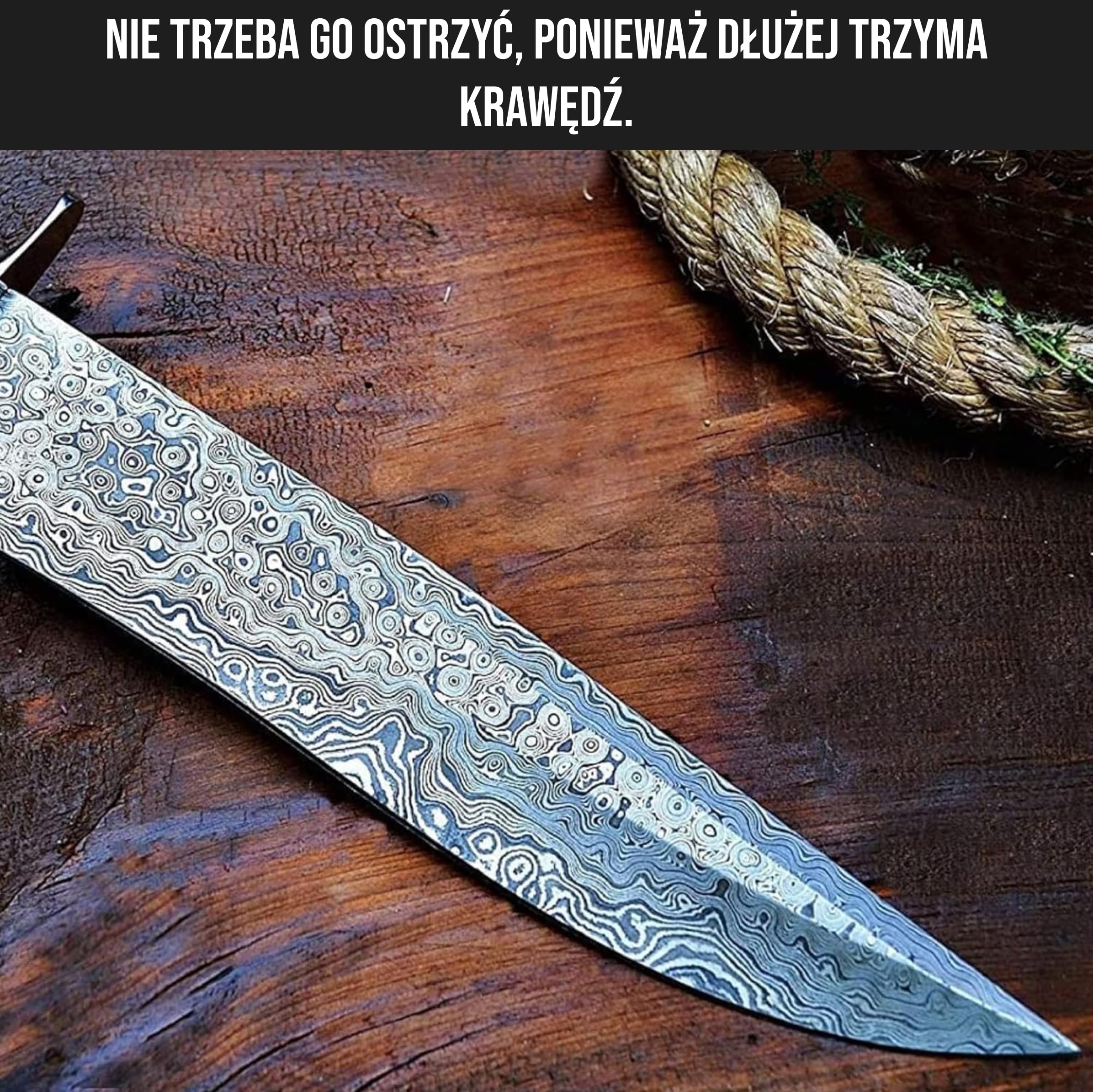 BIGCAT ROAR 14″ Ręcznie wykonany nóż myśliwski z damasceńskiej stali z skórzanym etui - Idealny do siekania, kempingów - Nóż ze stałym ostrzem do bushcraftu z rękojeścią z orzecha - Patriot