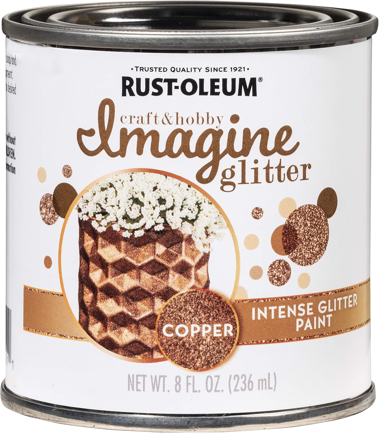 Rust-Oleum 349201-4PK Imagine Craft & Hobby Intense Glitter Paint, 8 Oz, Copper, 4 Pack