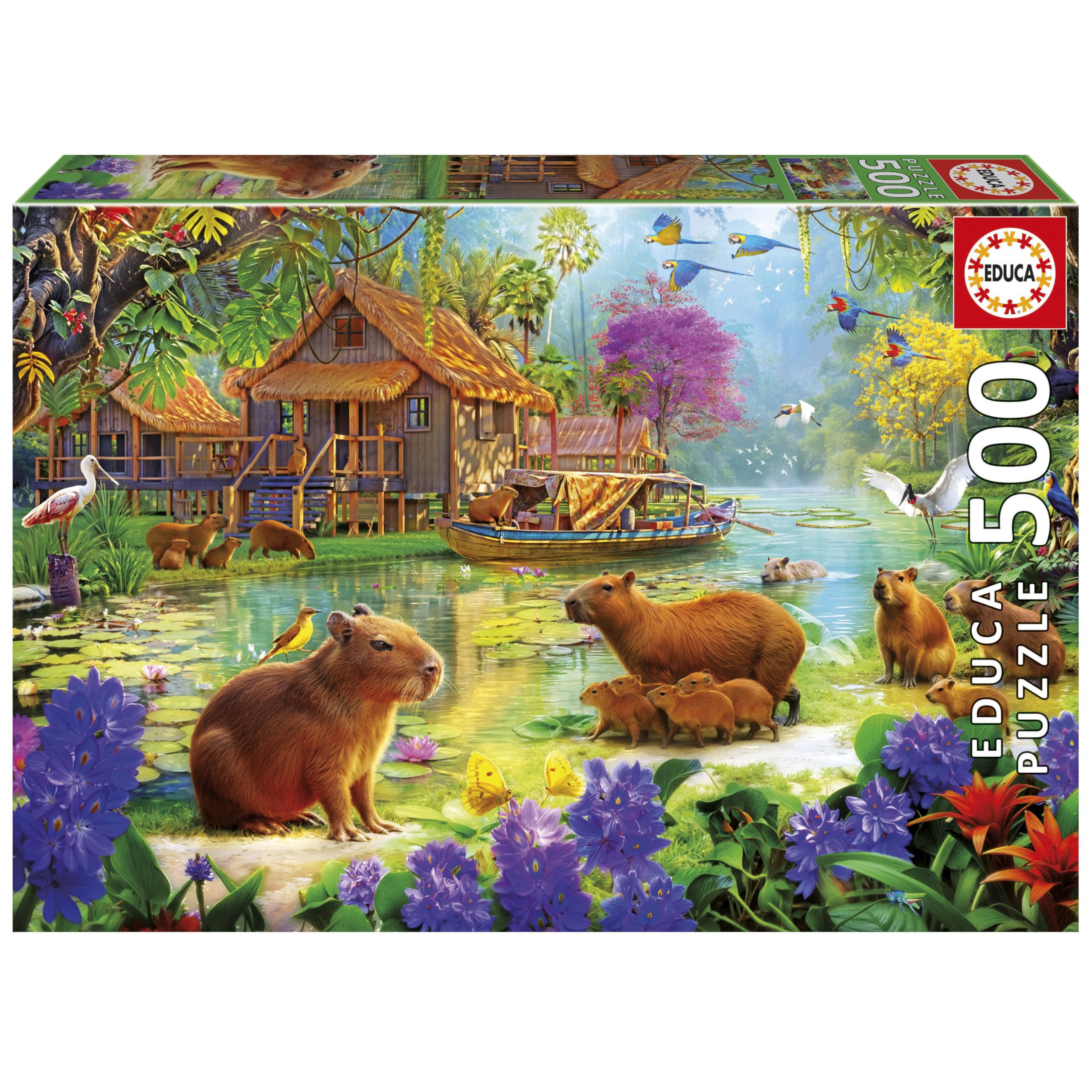 Educa - Puzzle Infantil de 500 Piezas | Pueblo de Capibaras | Medidas: 48 x 34 cm | A Partir de 11 años (20547)