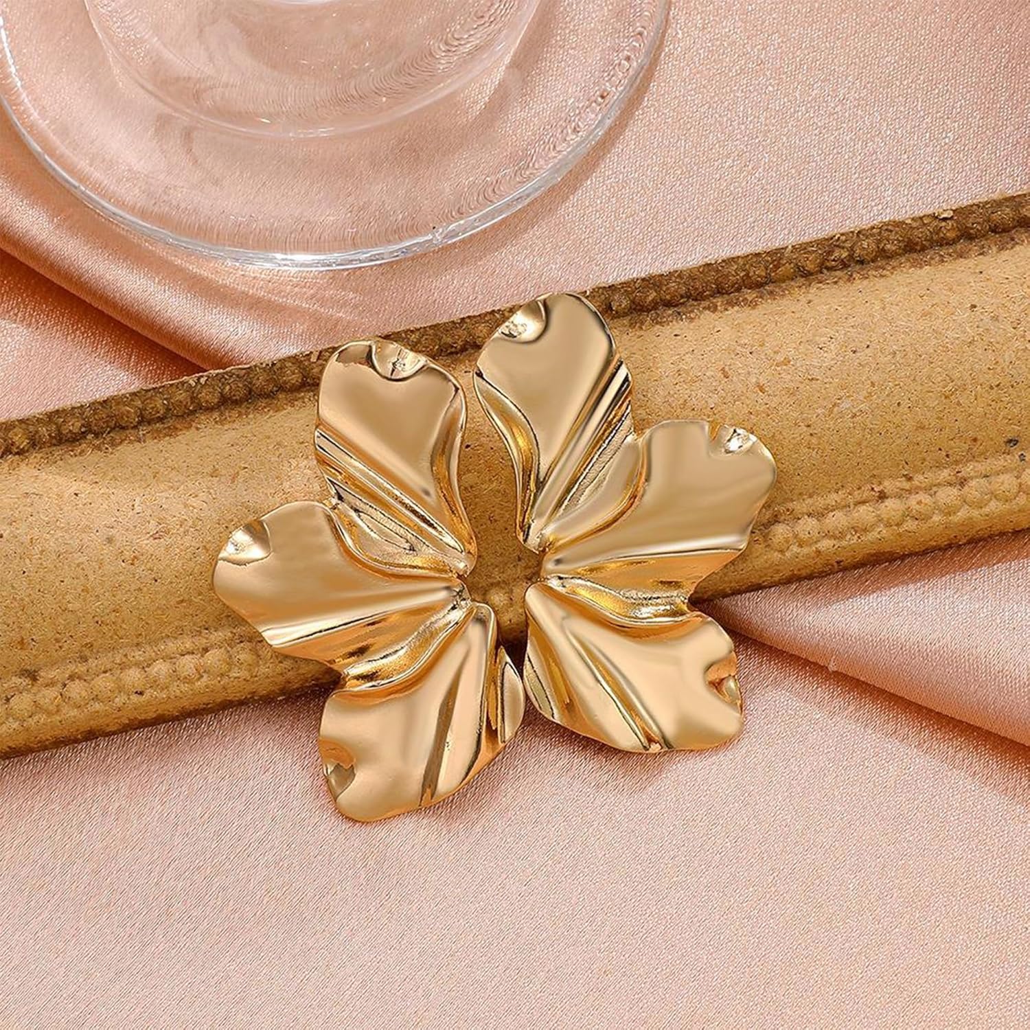 Flower Gold Statement Earrings for Women Geometric Dangle Bohemian Flower Dangling Drop Exaggerated Metal Geometric Earrings for Women - Image 7