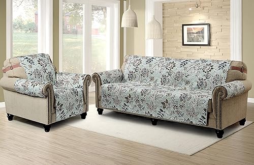 Miniatura 6 de Brilliant Sunshine Funda acolchada para silla con diseño de flores burdeos, 23 pulgadas de ancho de asiento, protector de muebles antideslizante,