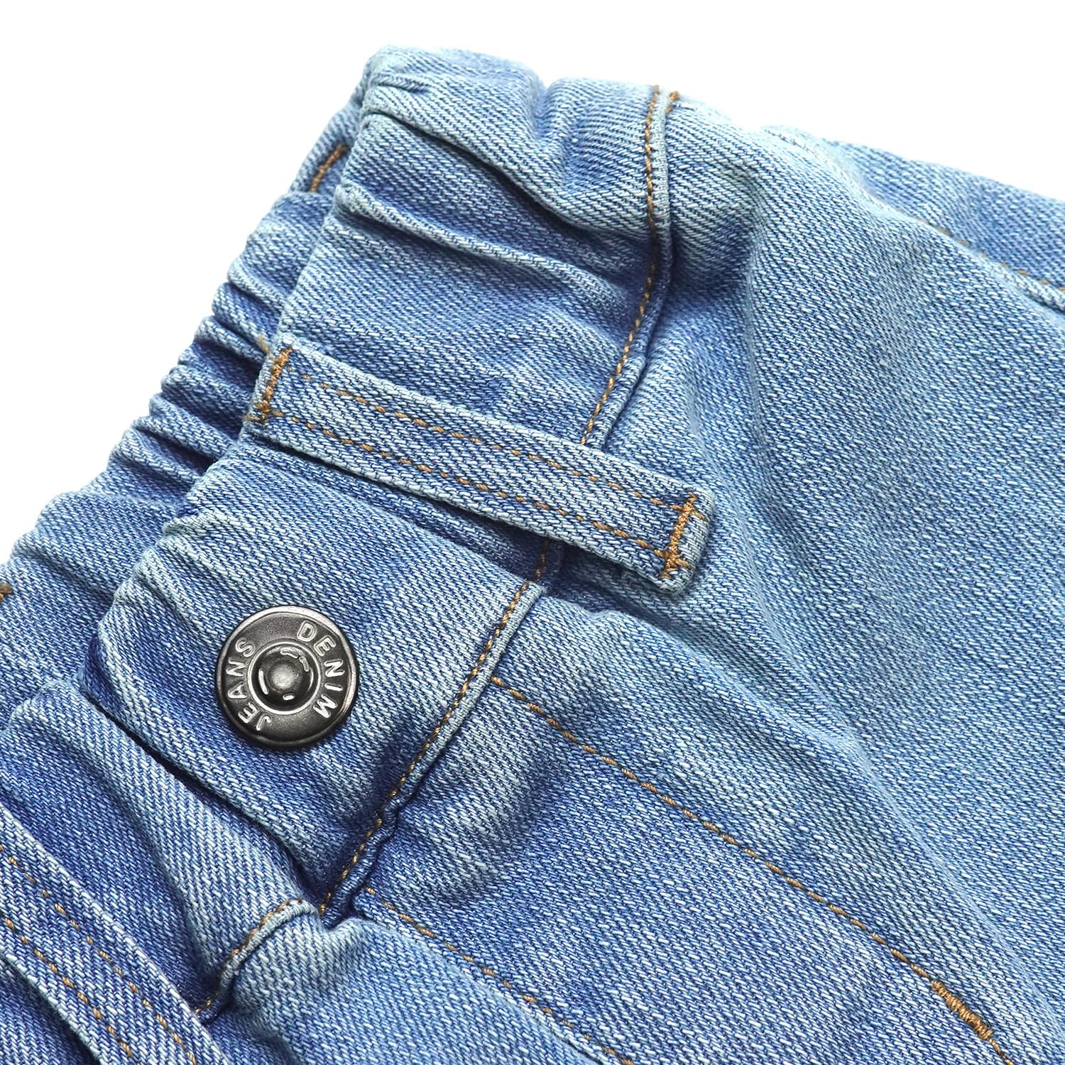 KIDSCOOL SPACE Jeans cargo de pierna ancha para bebés y niñas, cintura elástica con anillos en D, pantalones de mezclilla elásticos