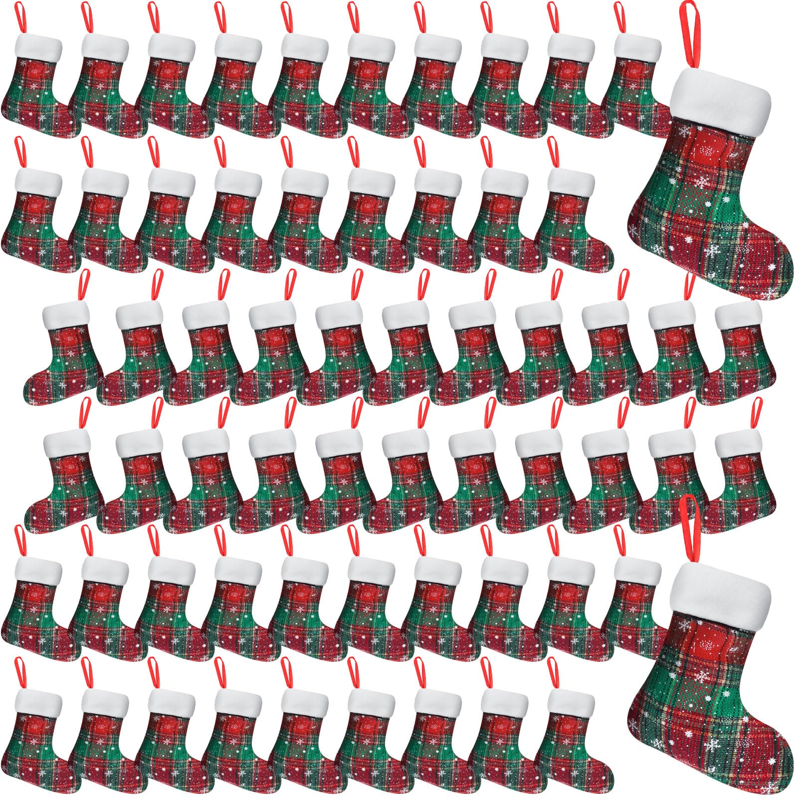 Mini bas de Noël porte-bonbons : chaussettes écossaises en peluche pour petits cadeaux d'invités
