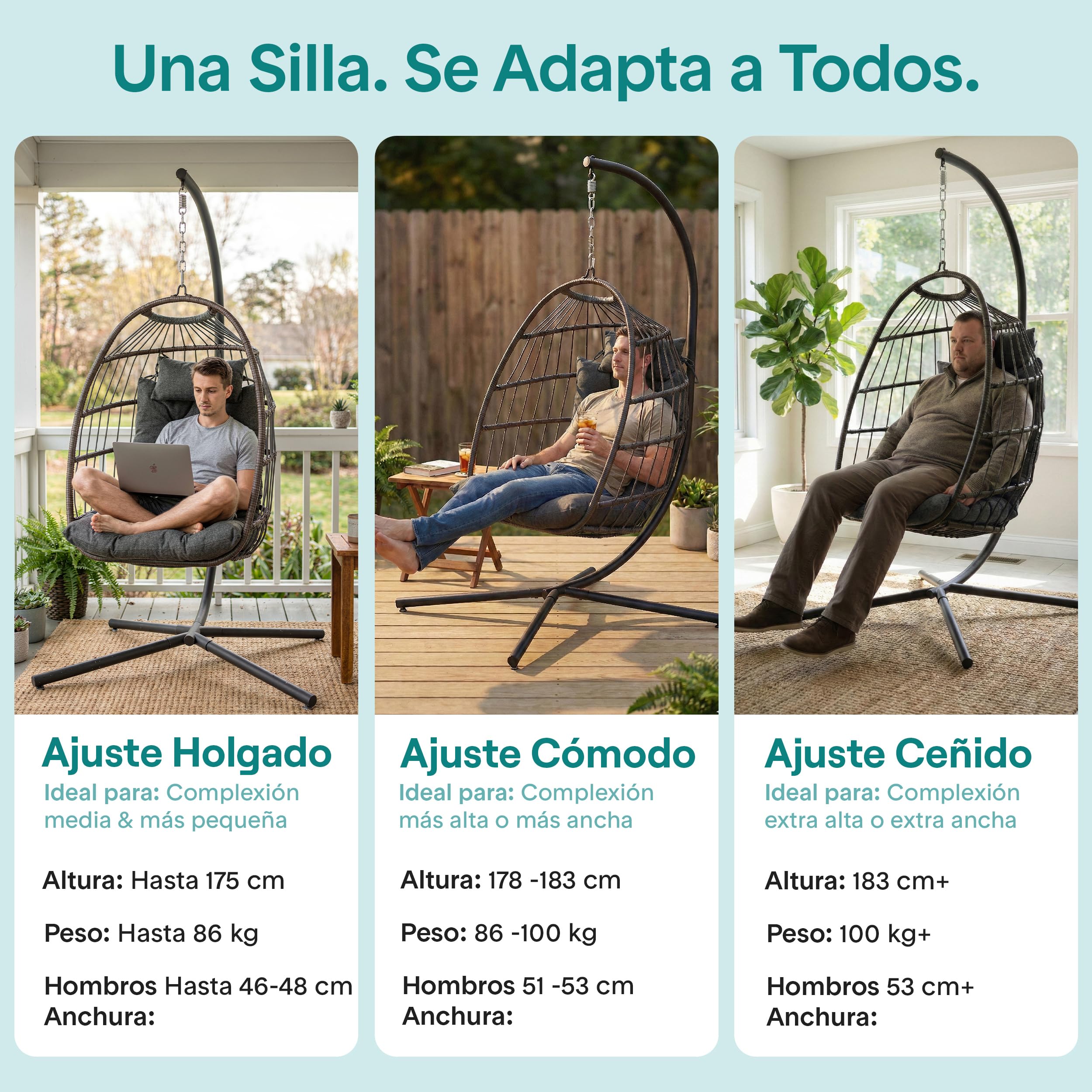 SereneLife Silla Huevo Colgante, con Soporte, Columpio, Estructura de Mimbre y Acero, Capacidad de hasta 250kgs