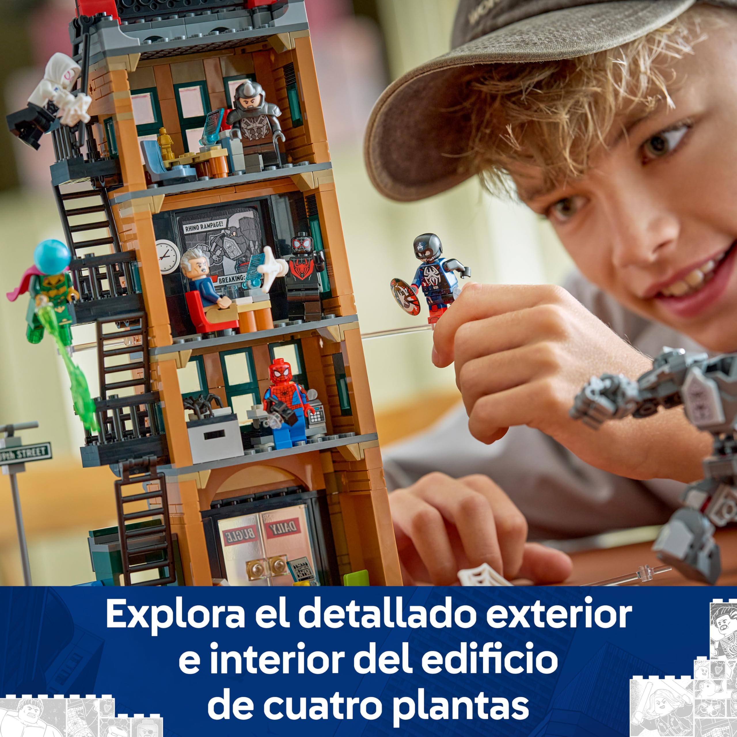 LEGO | Marvel Spider-Man vs. Mysterio: El Daily Bugle - Superhéroe de Juguete con Figura de Acción Meca y 7 Minifiguras - Regalo de Cumpleaños para Niños de 10+ Años y Fans de Las Películas - 76342