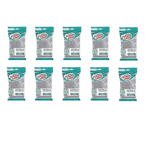 Flash Limp - Kit Com 10 Esponjas Multiuso Poliéster Limpa Sem Riscar - EP1416360-10
