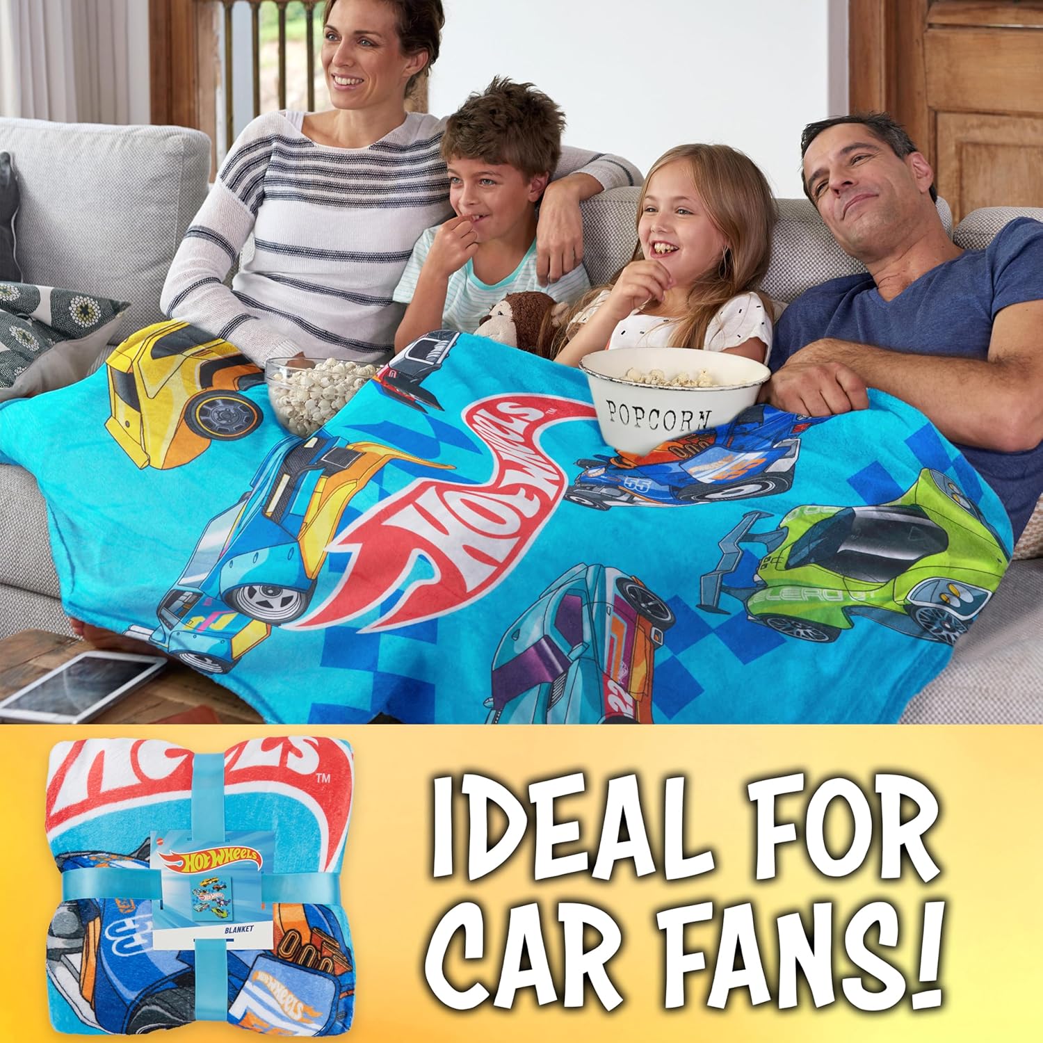 Get Trend Hot Wheels Fleece Throw Blanket, Soft Cozy 59 x 51 Inch, Lightweight, Fluffy Bedding Couch Bed Sofa Decor, Gifts for Kids (Multi Hot Wheels) - Image 5